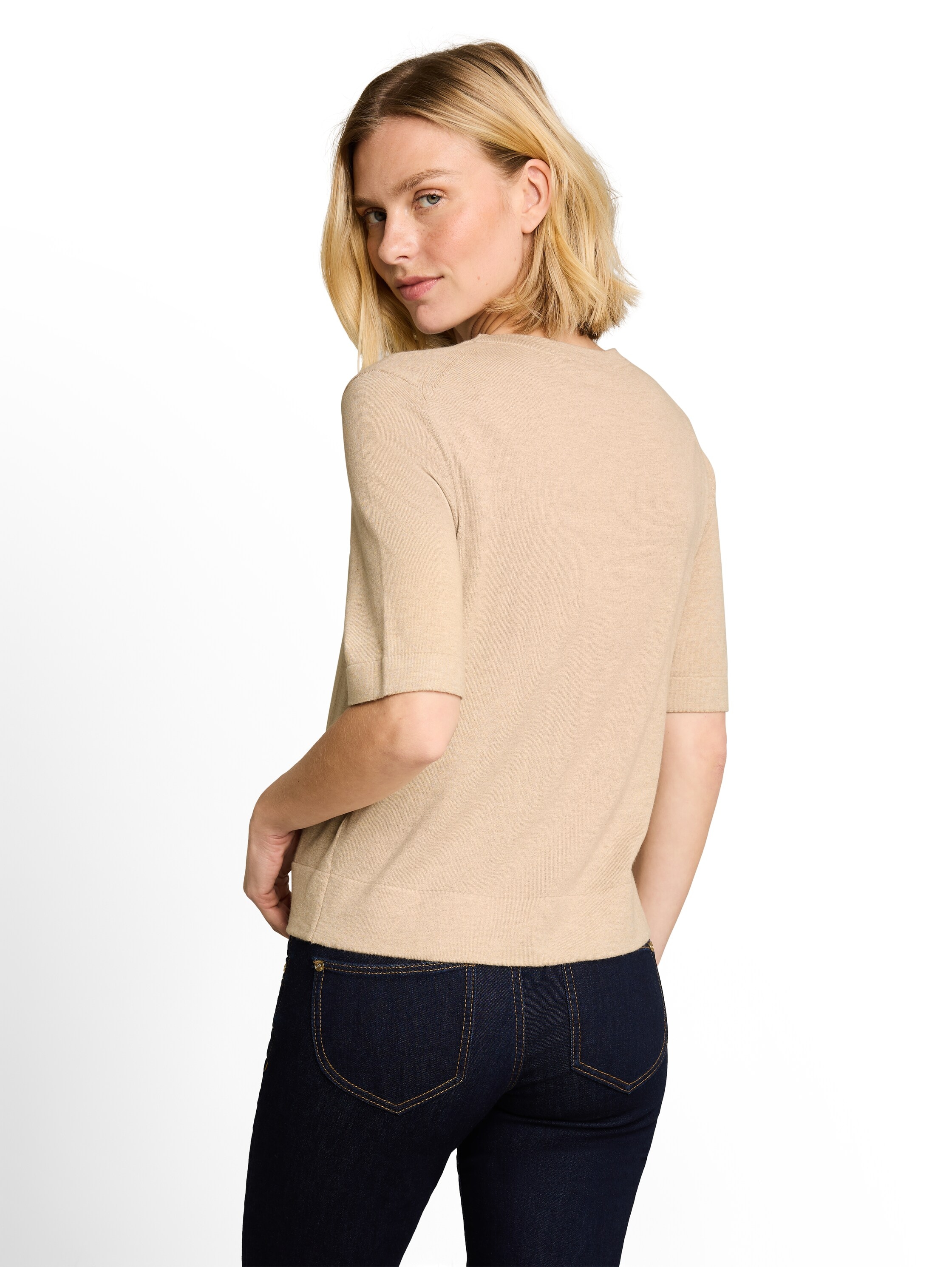 TOM TAILOR Pull en tricot Pull d'été - manches demi-longues - avec viscose et stretch