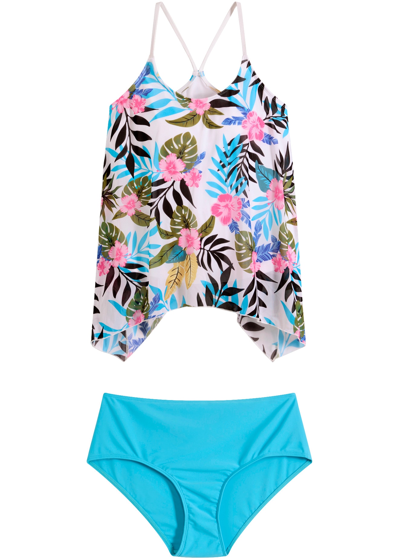bonprix Tankini Ensemble,  ensemble composé d'un tankini et d'une pièce inférieure assortie, tissu en maille imprimée