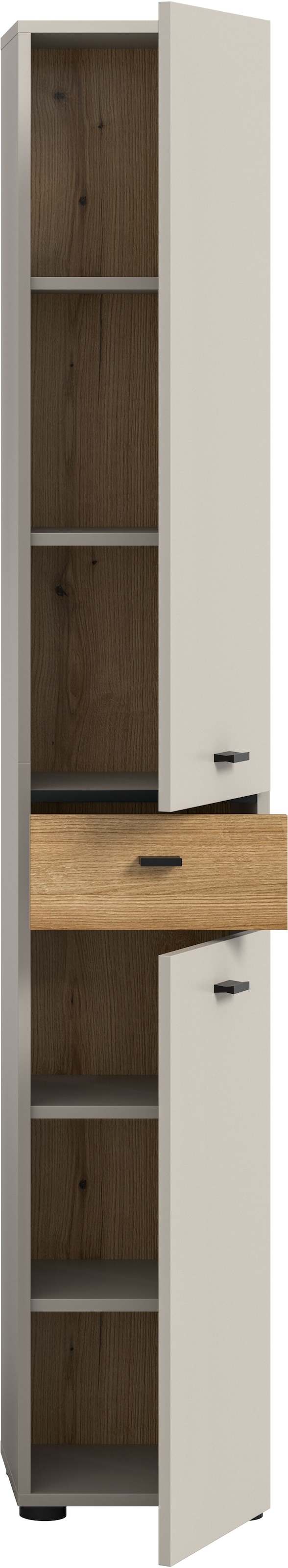 welltime Hochschrank »VANN, Höhe 191cm, 2 Türen, 1 Schubkasten, Türanschlag wechselbar« individuell mit weiteren Artikel der Serie VANN kombinierbar,  Universalschrank, Mehrzweckschrank, Schrank, Badschrank, Badezimmer