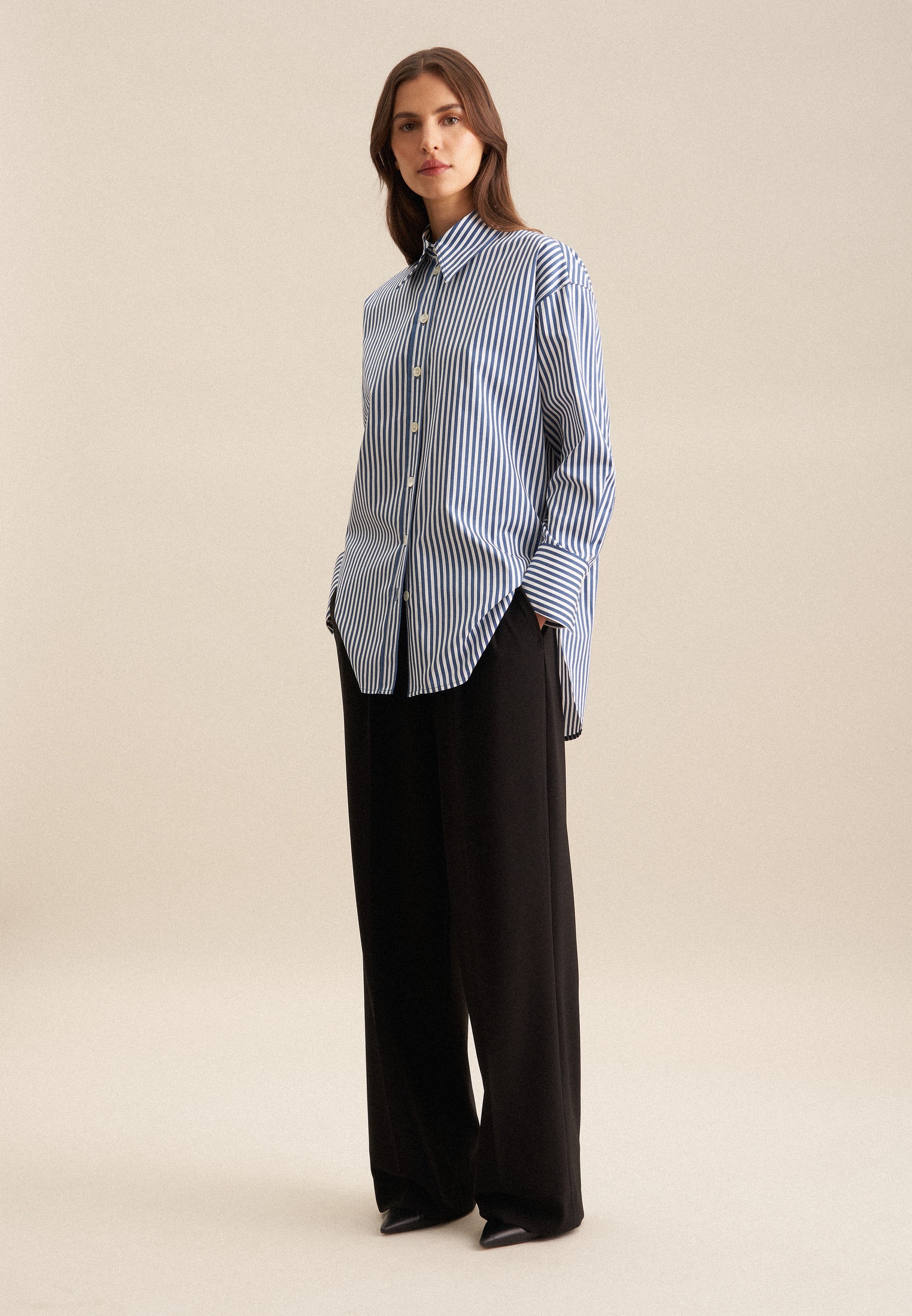 seidensticker Longbluse »Schwarze Rose« Langarm Kragen Streifen