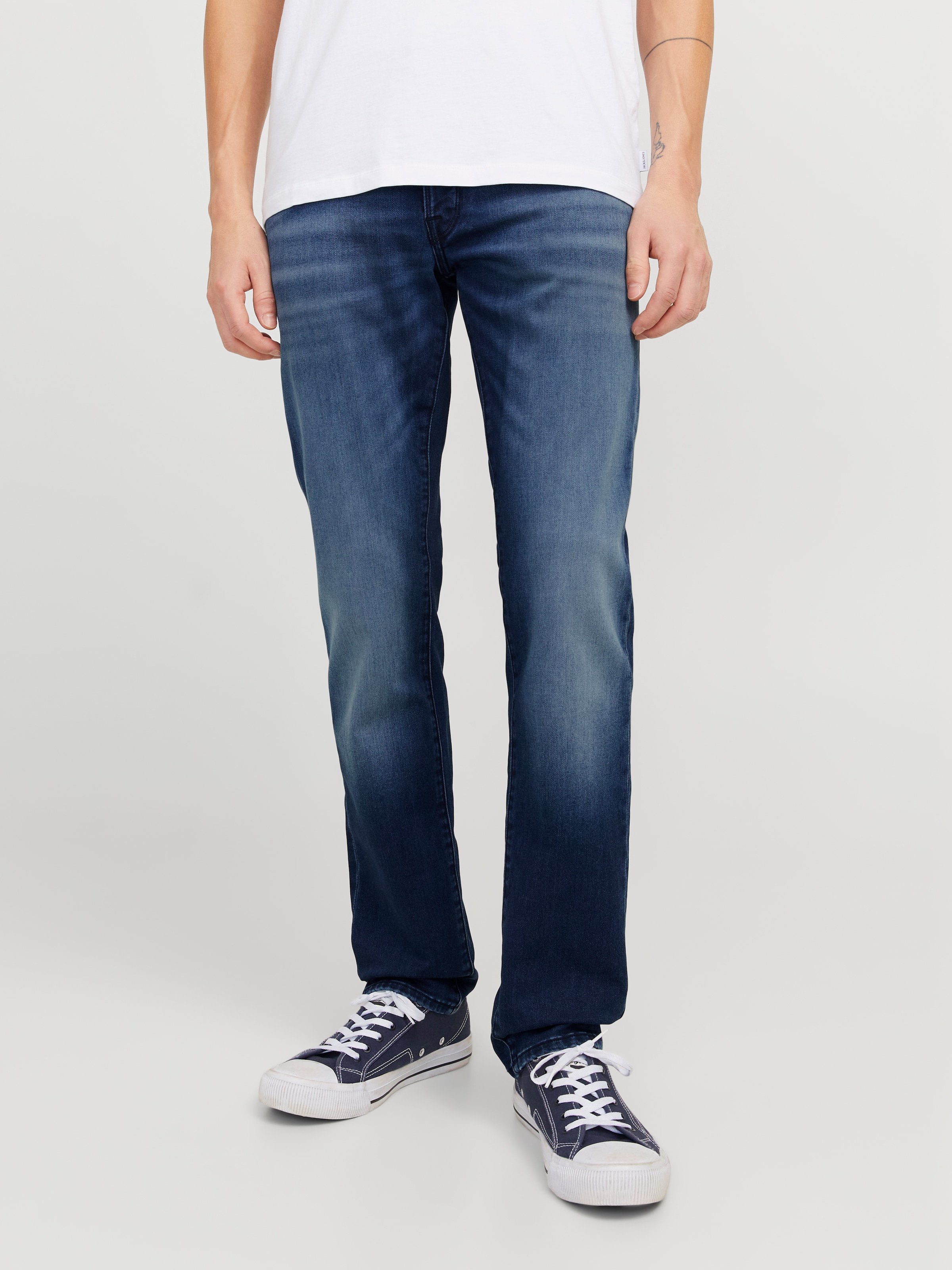 Jack & Jones Tapered-fit-Jeans »JJIMIKE mit Stretch, Used-Look und bequemer Passform«, mit Abriebeffekten