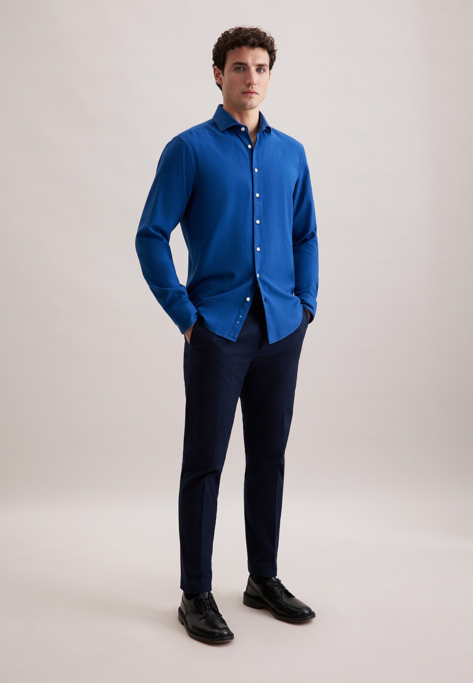 seidensticker Flanellhemd Regular 1/1 Kentkragen Uni