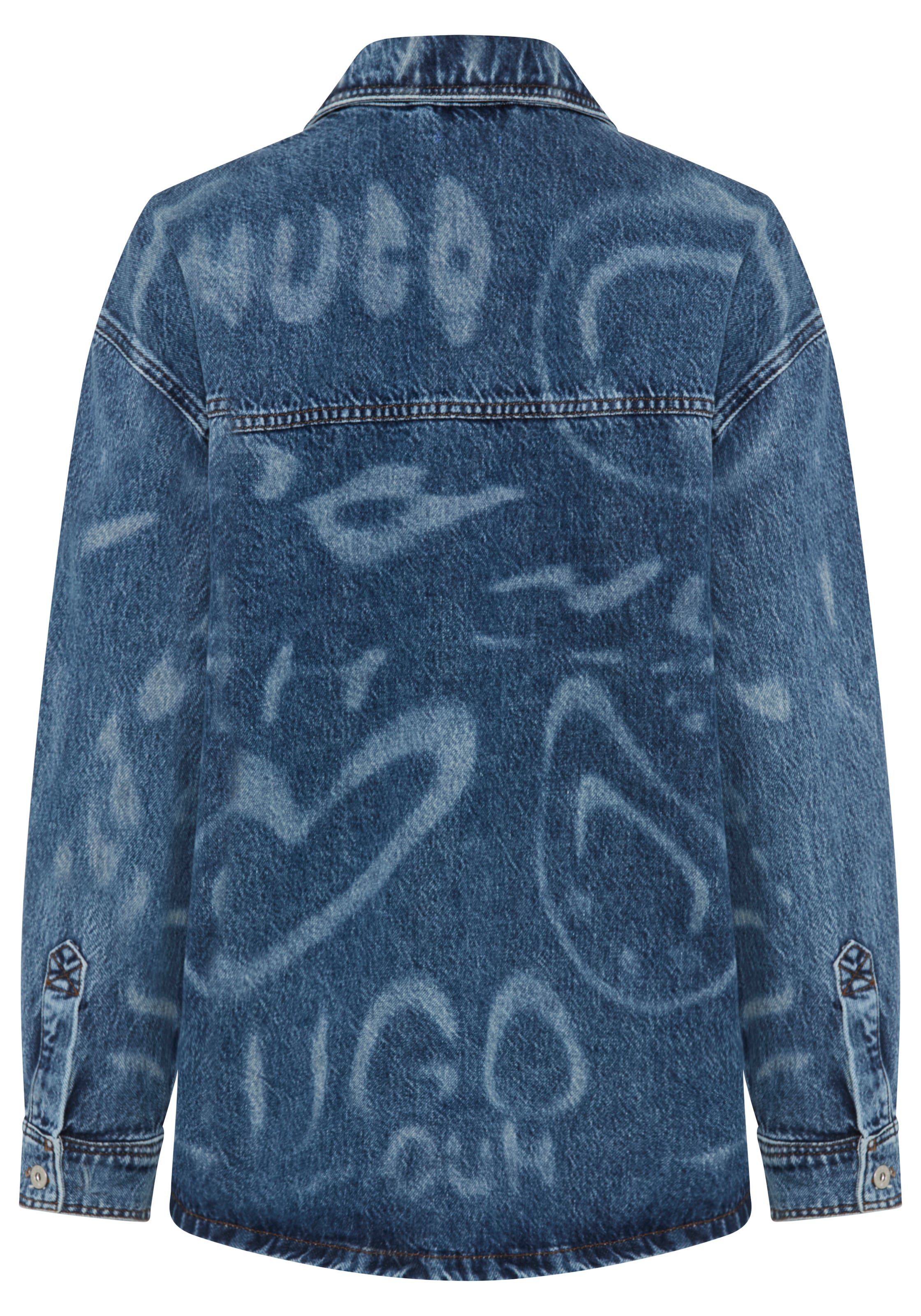 HUGO Blue Hemdbluse »Garesa« Denim mit Laserprint, Oversized Fit