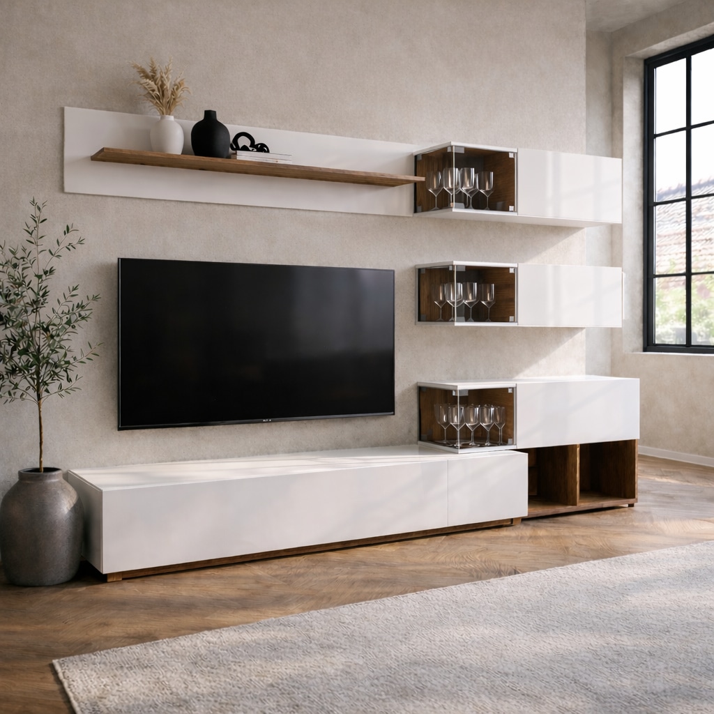 GOODproduct Wohnzimmer-Set »Lego Anbauwand, Wohnkombination, Wohnzimmer-Set« 4 Stk. tlg.