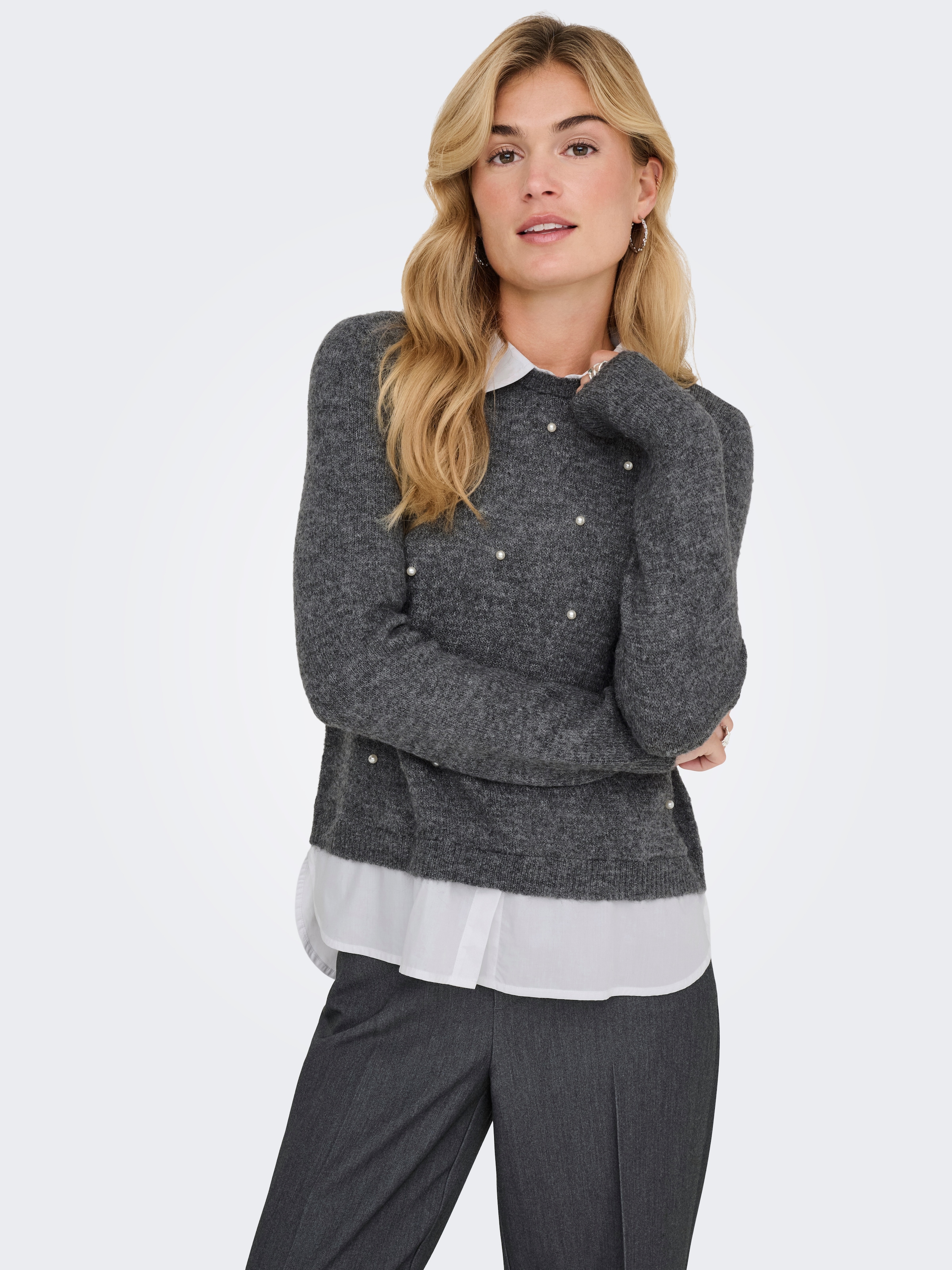 Image of ONLY Strickpullover "ONLDOLLY LS WOVEN MIX PEARL PULL CC KNT"