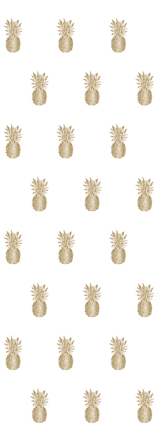 Image of queence Vinyltapete "Ananas-Gold" bedruckt tropisch glatt 90x250cm, selbstklebend, kinderleichte Anbringung, Sticker