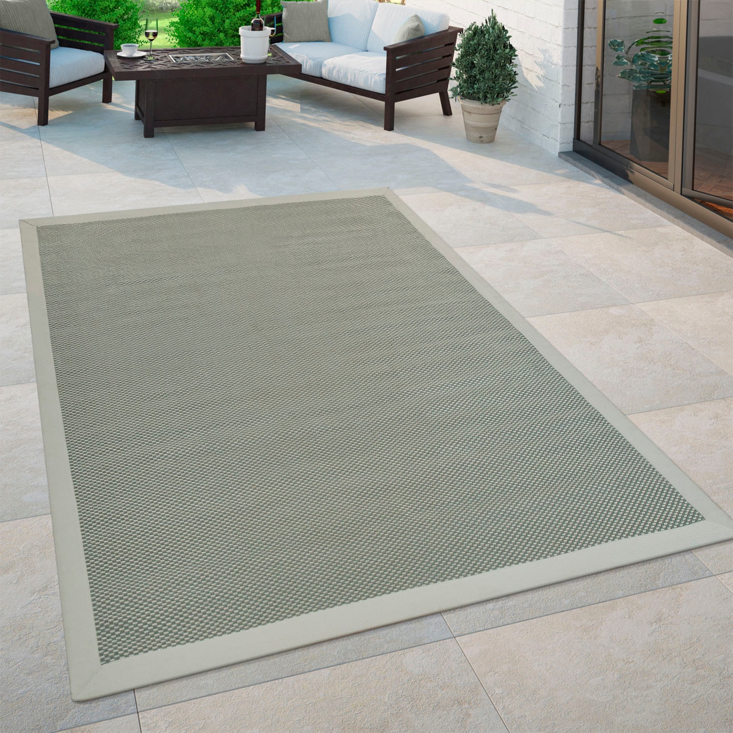 Paco Home Teppich »Sisala 270«, Outdoor In- Bordüre, Sisal jetzt geeignet Flachgewebe, gewebt, kaufen Optik, rechteckig, und