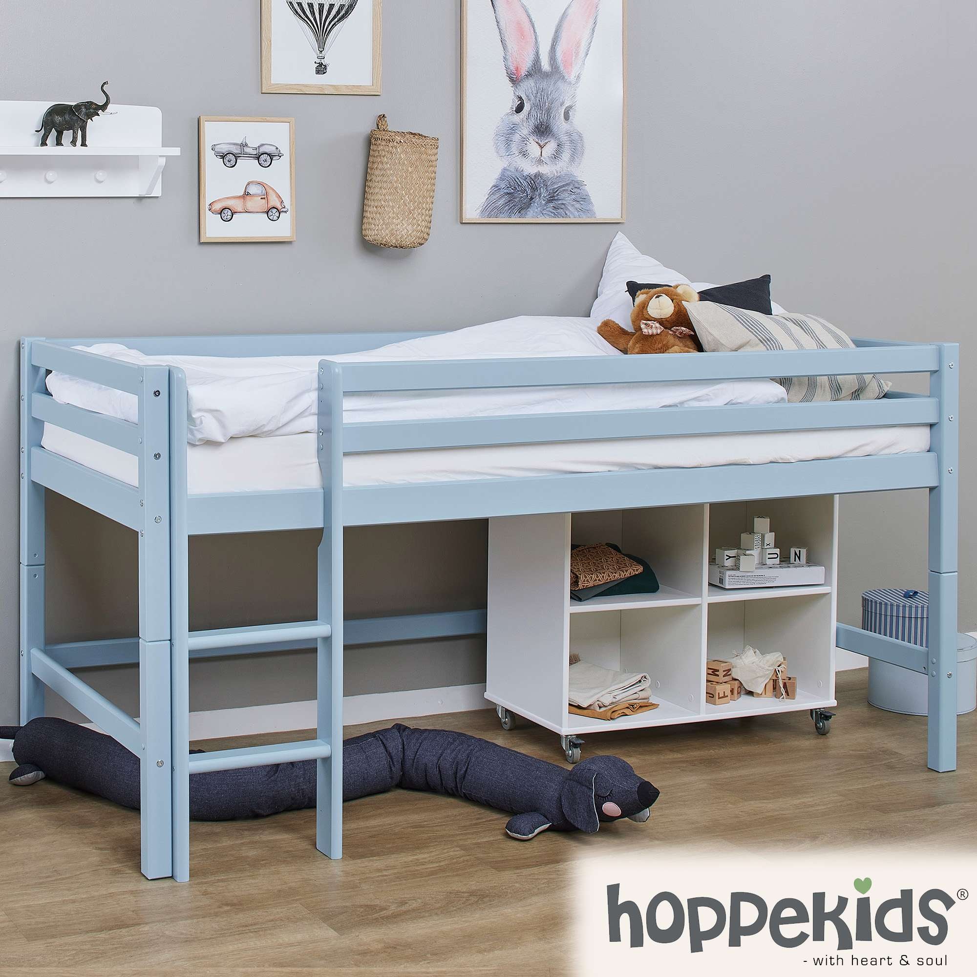 Hoppekids Hochbett »ECO Dream MY COLOR« Set, Bett,  90x200, umbaubar in Einzelbett, 4 Farben