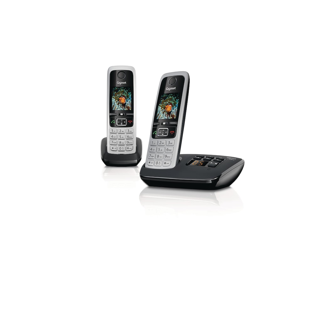 Gigaset Schnurloses DECT-Telefon »C430A Duo Schwarz Silberfarben«, (Mobilteile: 2)