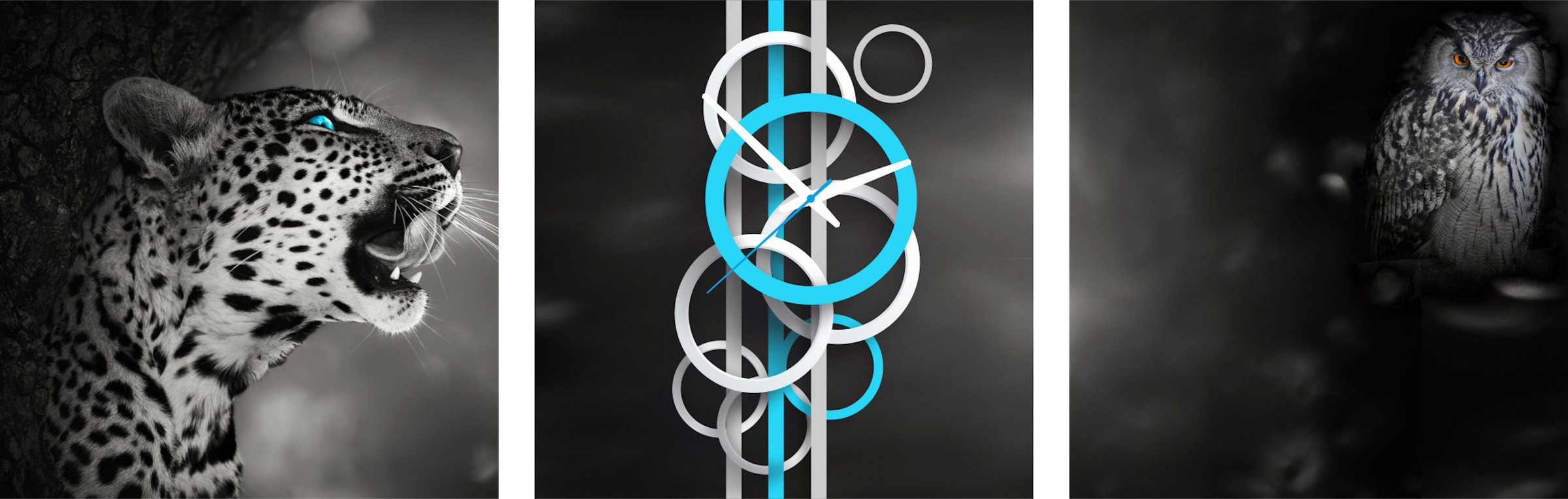 Image of Conni Oberkircher´s Bild mit Uhr »Wild Nature - Wilde Tiere«, Tiger, (Set, (Set 3), mit dekorativer Uhr, Raubkatze, Eule, Nacht bei Ackermann Versand Schweiz