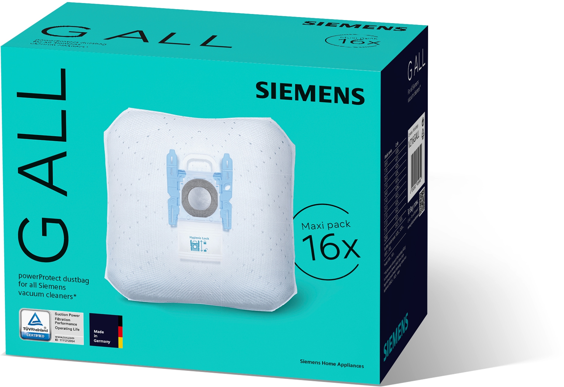Image of SIEMENS Staubsaugerbeutel "PowerProtect Typ G ALL VZ16GALL, 99,9% Feinstaubfilterung" Höhere Reinigungsleistung, Passend Für Alle Reihen ausser VS08 Und VS01