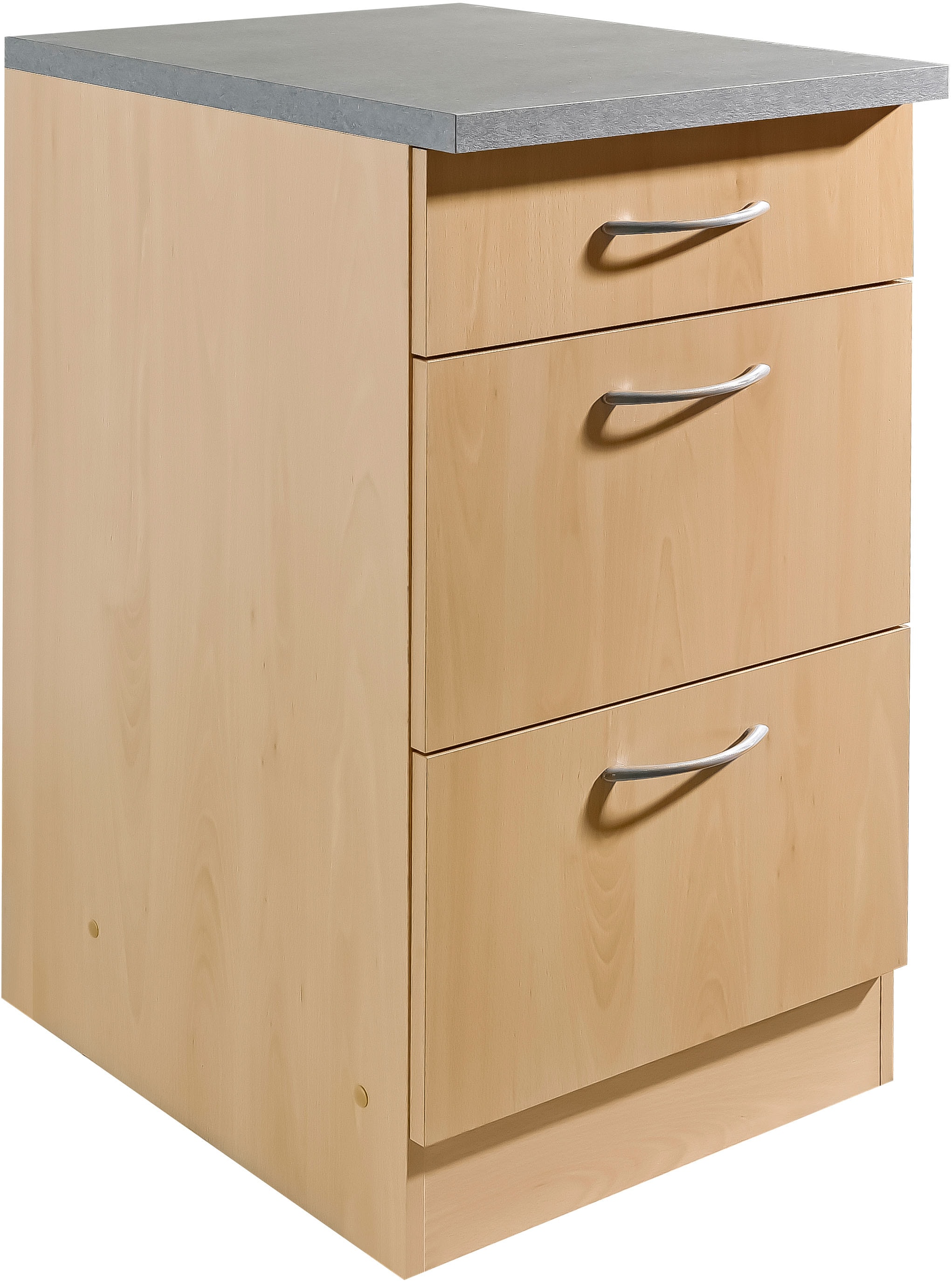 Image of wiho Küchen Unterschrank "Kiel" 50 cm breit, 50 cm tief, mit 2 grossen Auszügen und 1 Schublade