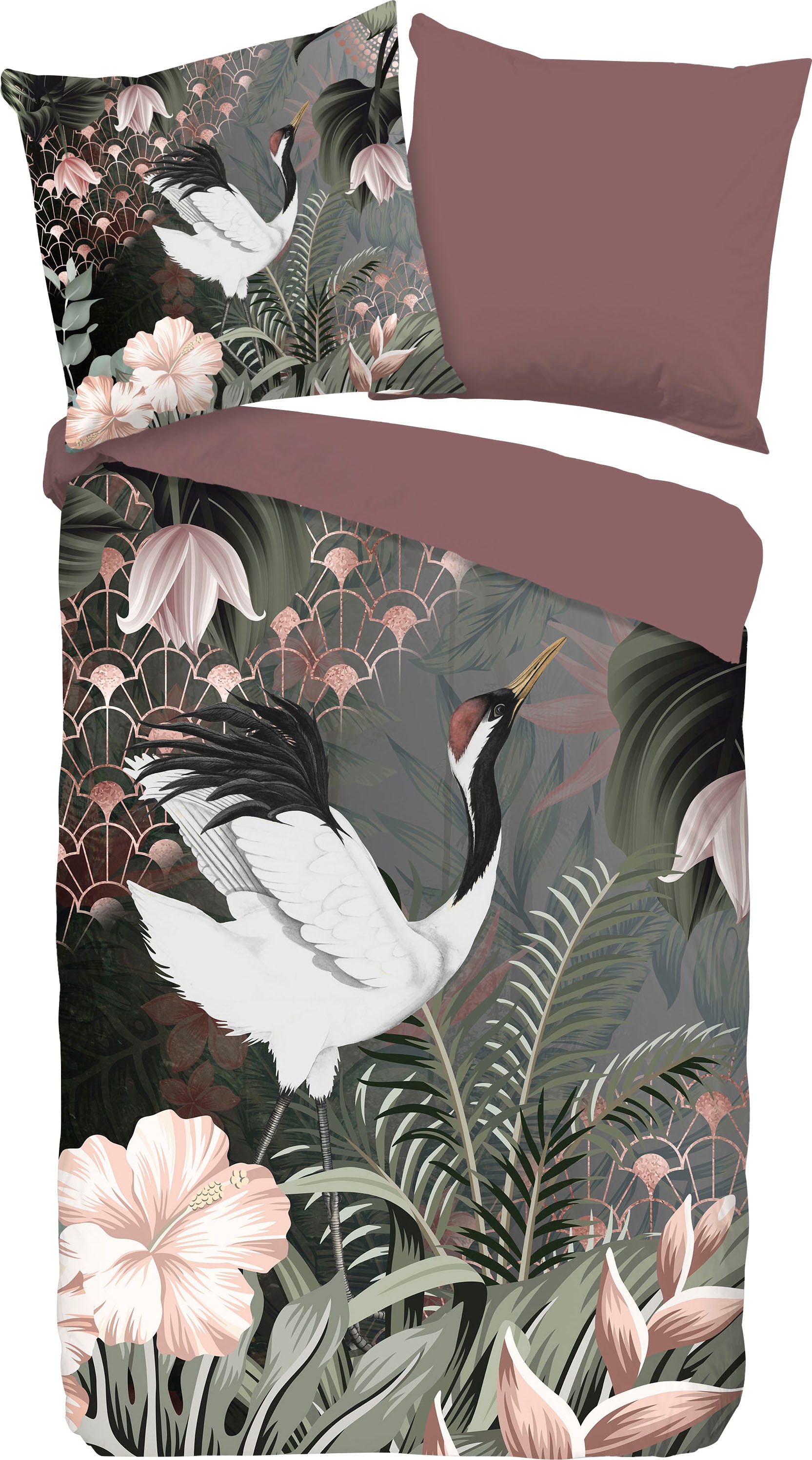 PURE luxury collection Wendebettwäsche »Anna«, Mikrofaser, 135x200, Pflegeleicht, Reissverschluss, Wendeoptik, Blumen