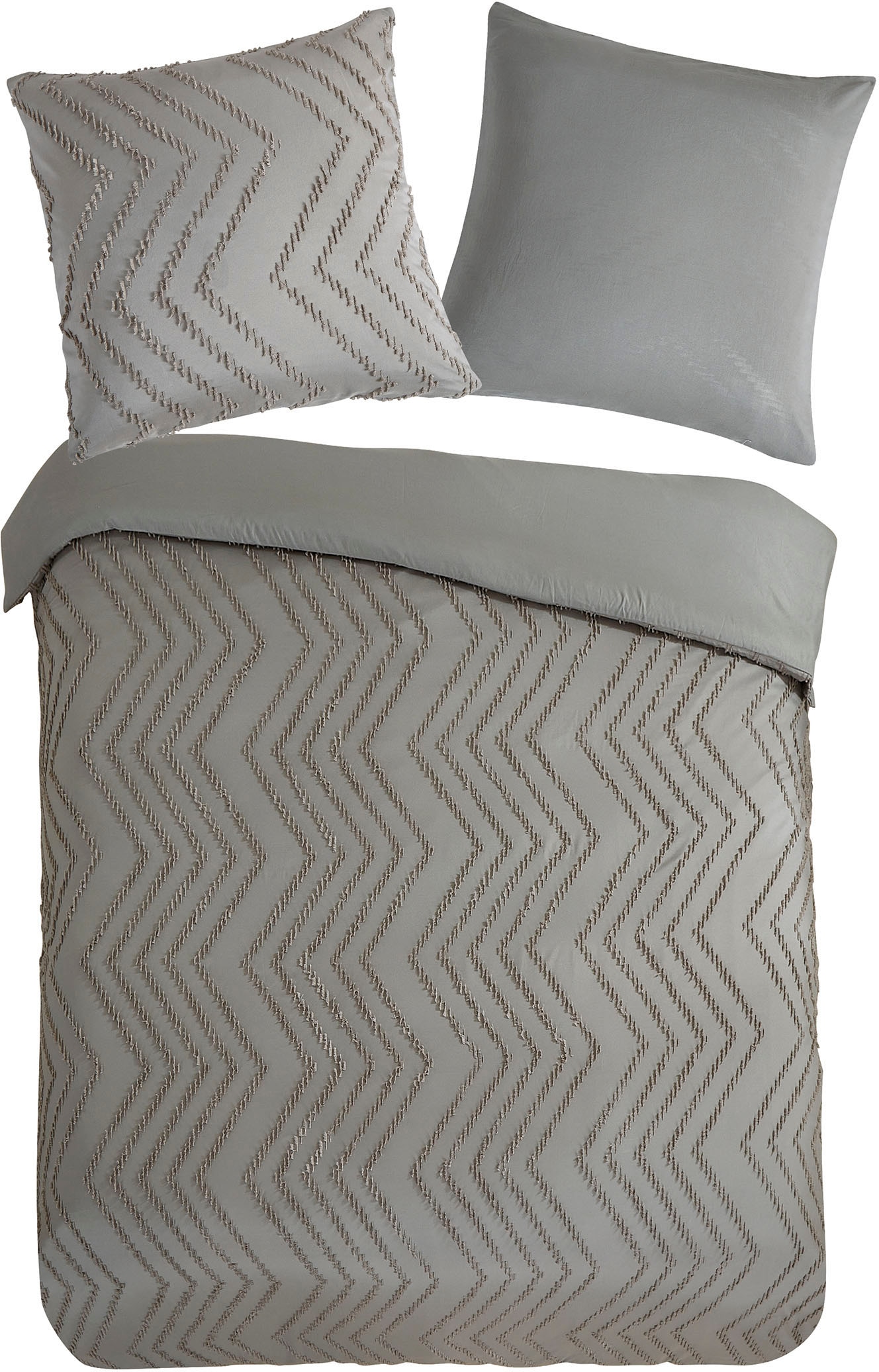 PURE luxury collection Bettwäsche »Zigzag«, Mikrofaser, 135x200, 2 Teilig, Pflegeleicht, Reissverschluss, Luxe, Uni