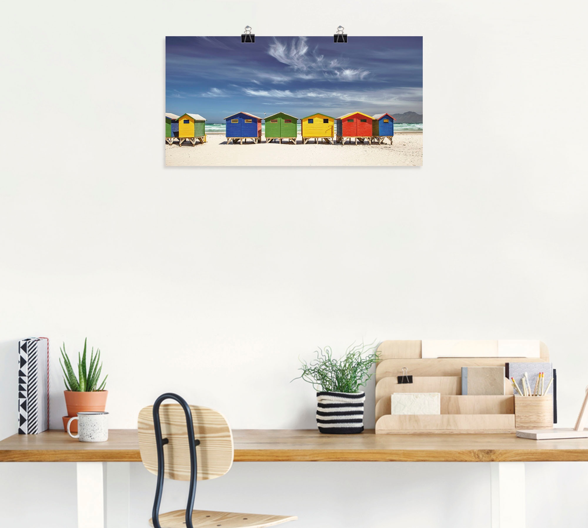 Artland Wandbild »Bunte Strandhäuser bei Kapstadt«, Strandbilder, (1 St.), als Alubild, Outdoorbild, Leinwandbild, Poster, Wandaufkleber