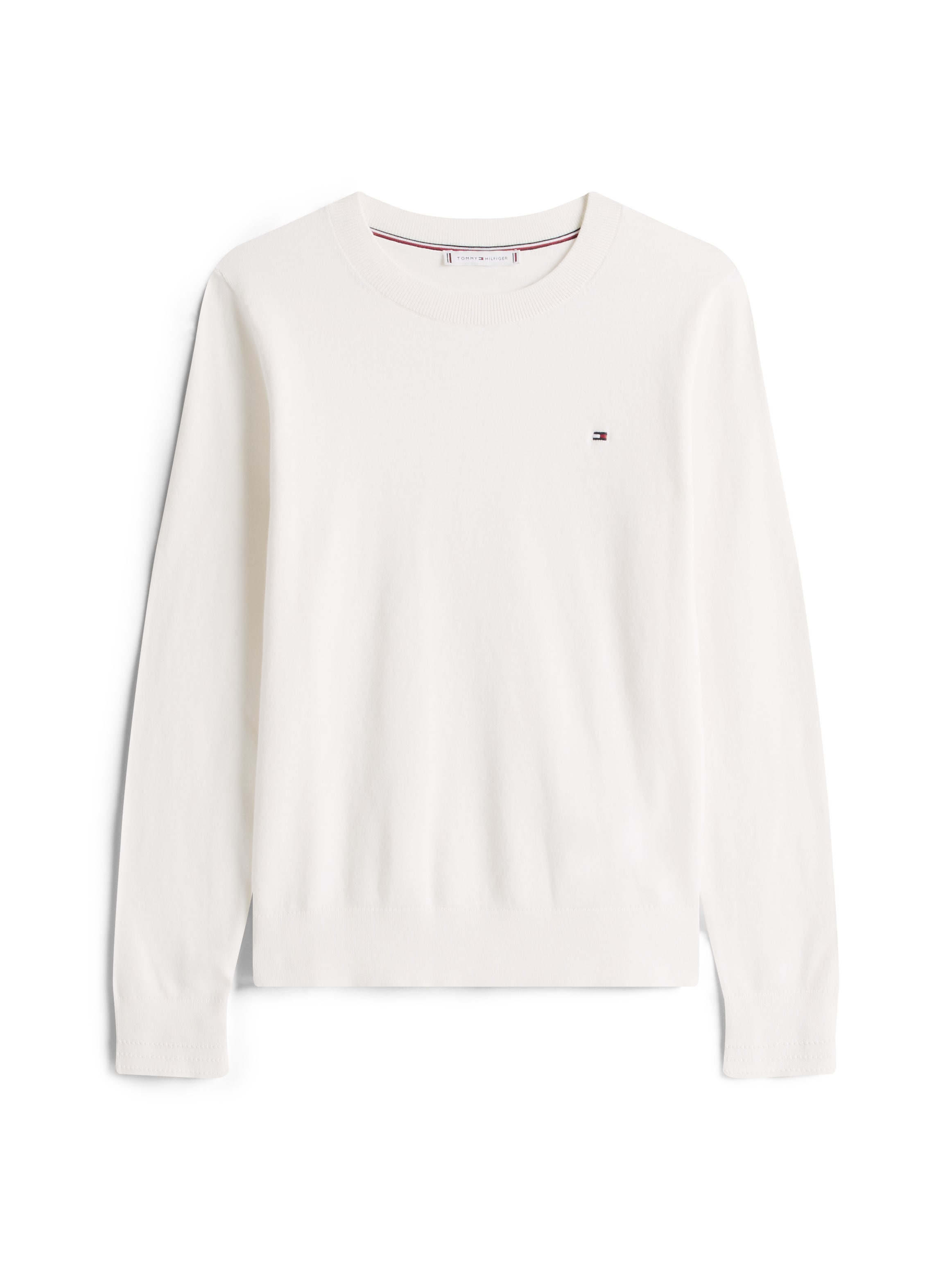 Tommy Hilfiger Rundhalspullover »CO JERSEY STITCH LS C-NK SWT« mit Logostickerei