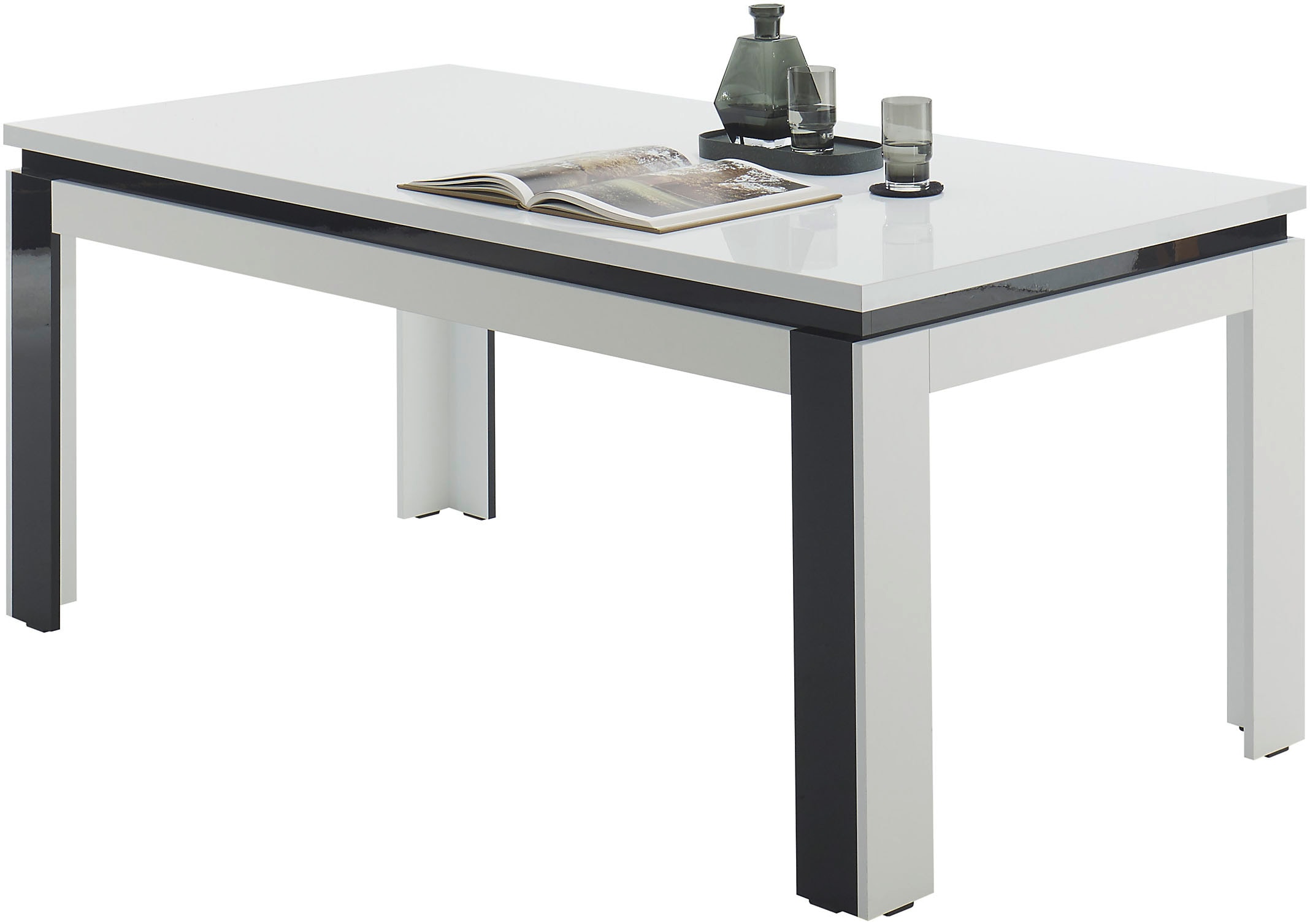 Stolkom Esstisch »Savona Esszimmertisch weiss hochglanz, BxHxT 180x78x90 cm«, Weiss und schwarz hochglanz, Flächenbelastung von ca. 90 kg