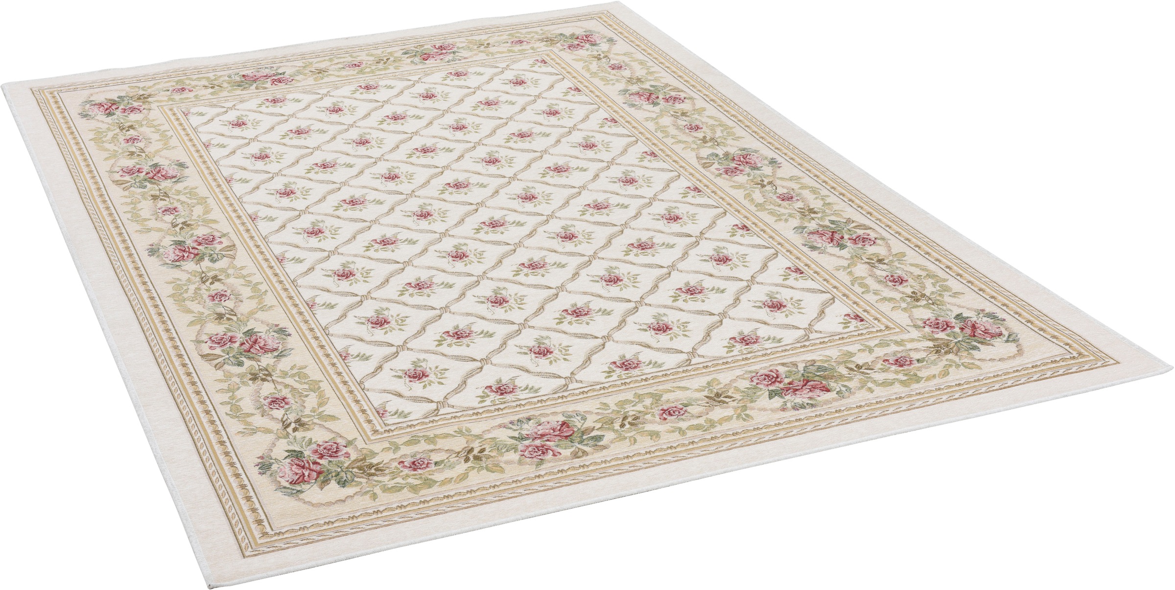 Image of THEKO Teppich »Flomi Rose Garden«, rechteckig, 4 mm Höhe, Flachgewebe, romatisch verspielt, mit Bordüre, ideal im Wohnzimmer & Schlafzimmer bei Ackermann Versand Schweiz