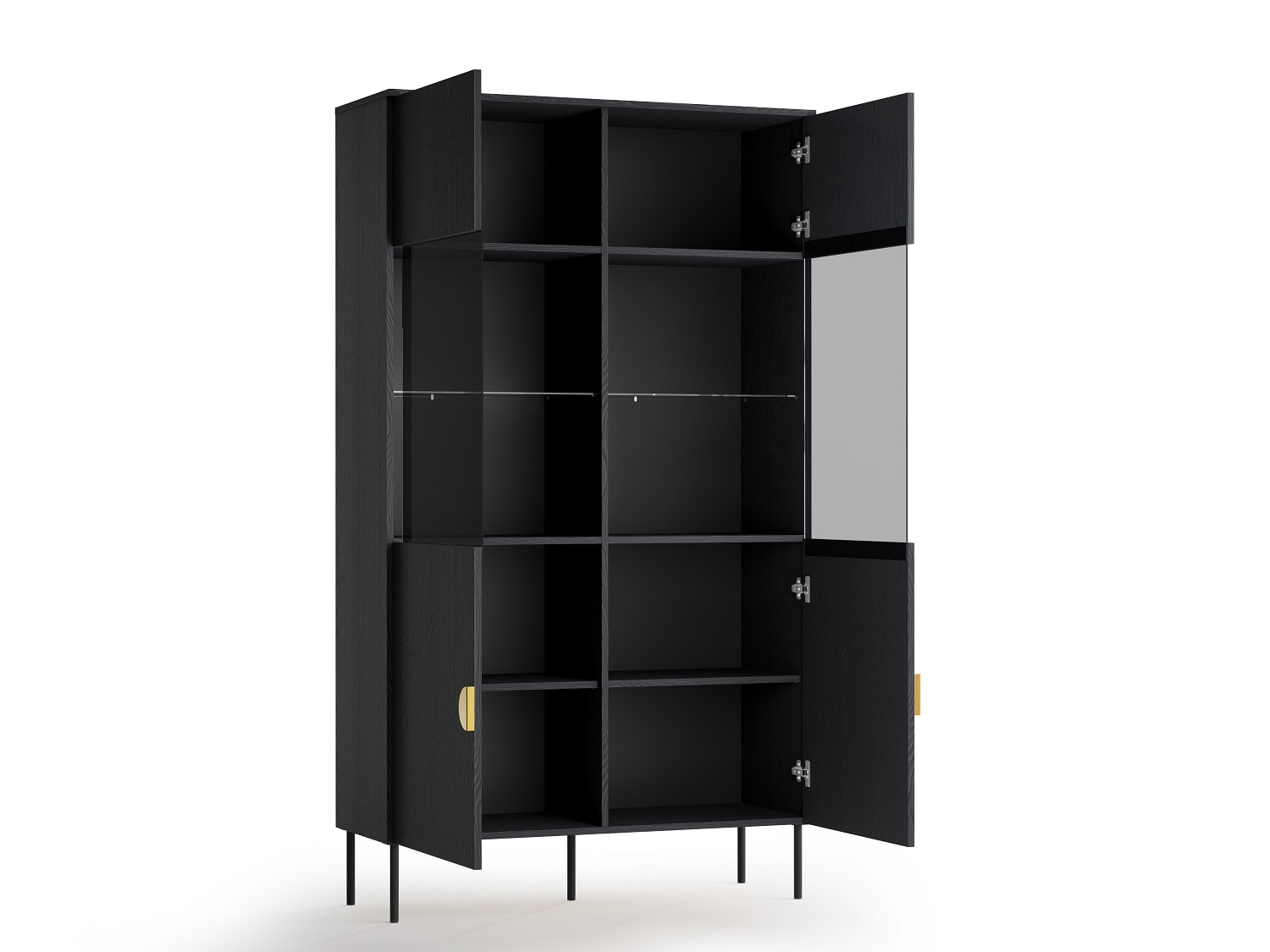 Home affaire Vitrine »BELLOT Vitrineschrank mit 2 Türen, verglast, mit viel Stauraum« Standvitrine/Glasvitrine, matt Hochschrank, Masse B/T/H: 106/40/187 cm