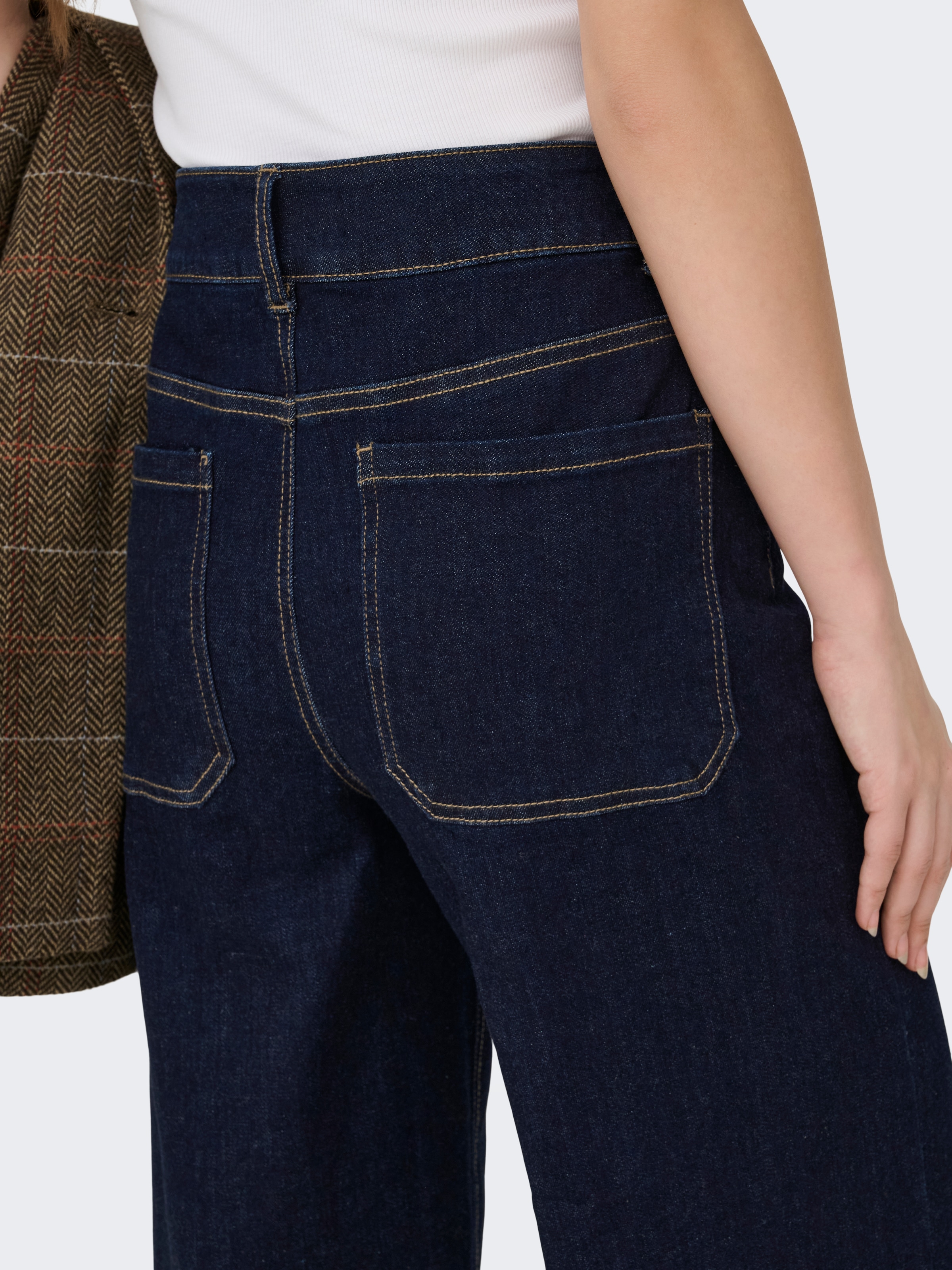 ONLY Jeans taille haute »ONLMADISON HW DO BT CRP WD DNM GUA85NOOS« mélange de matériaux, taille haute