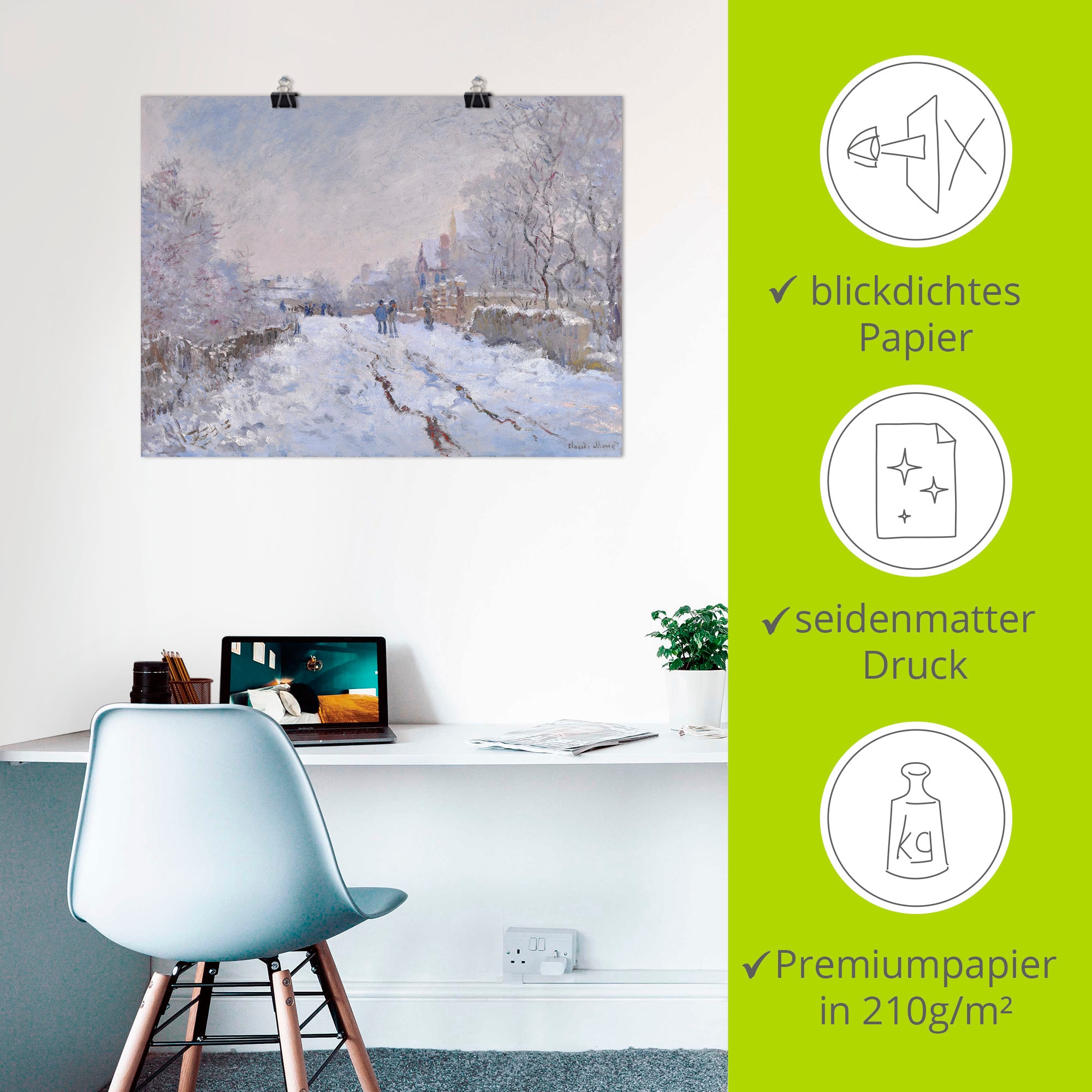 Artland Wandbild »Schnee in Argenteuil.«, Vier Jahreszeiten Bilder, (1 St.), als Leinwandbild, Poster in verschied. Grössen