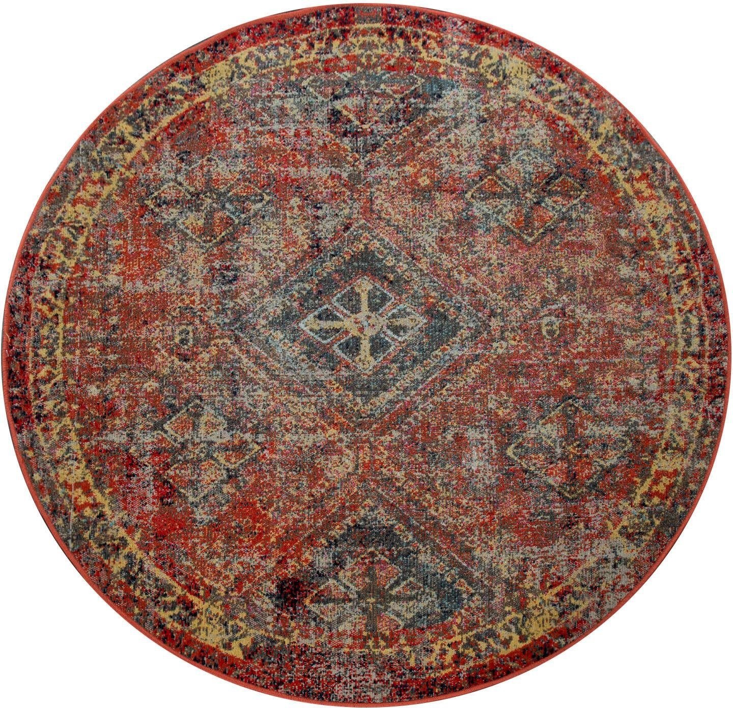 Image of Paco Home Teppich »Artigo 432«, rund, 4 mm Höhe, Kurzflor, Orient-Optik, Vintage Design, In- und Outdoor geeignet, ideal im Wohnzimmer & Schlafzimmer bei Ackermann Versand Schweiz