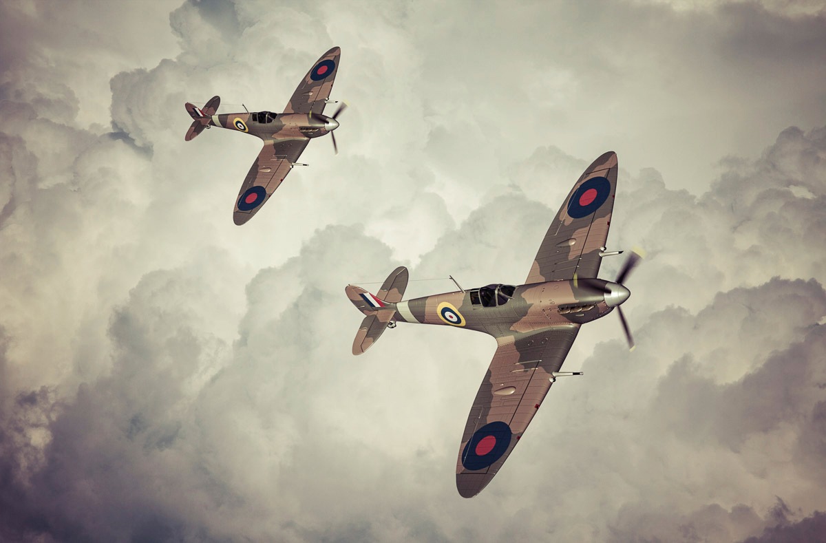 Image of Papermoon Fototapete »Spitfires Vintage Artwork«, Vliestapete, hochwertiger Digitaldruck, inklusive Kleister bei Ackermann Versand Schweiz