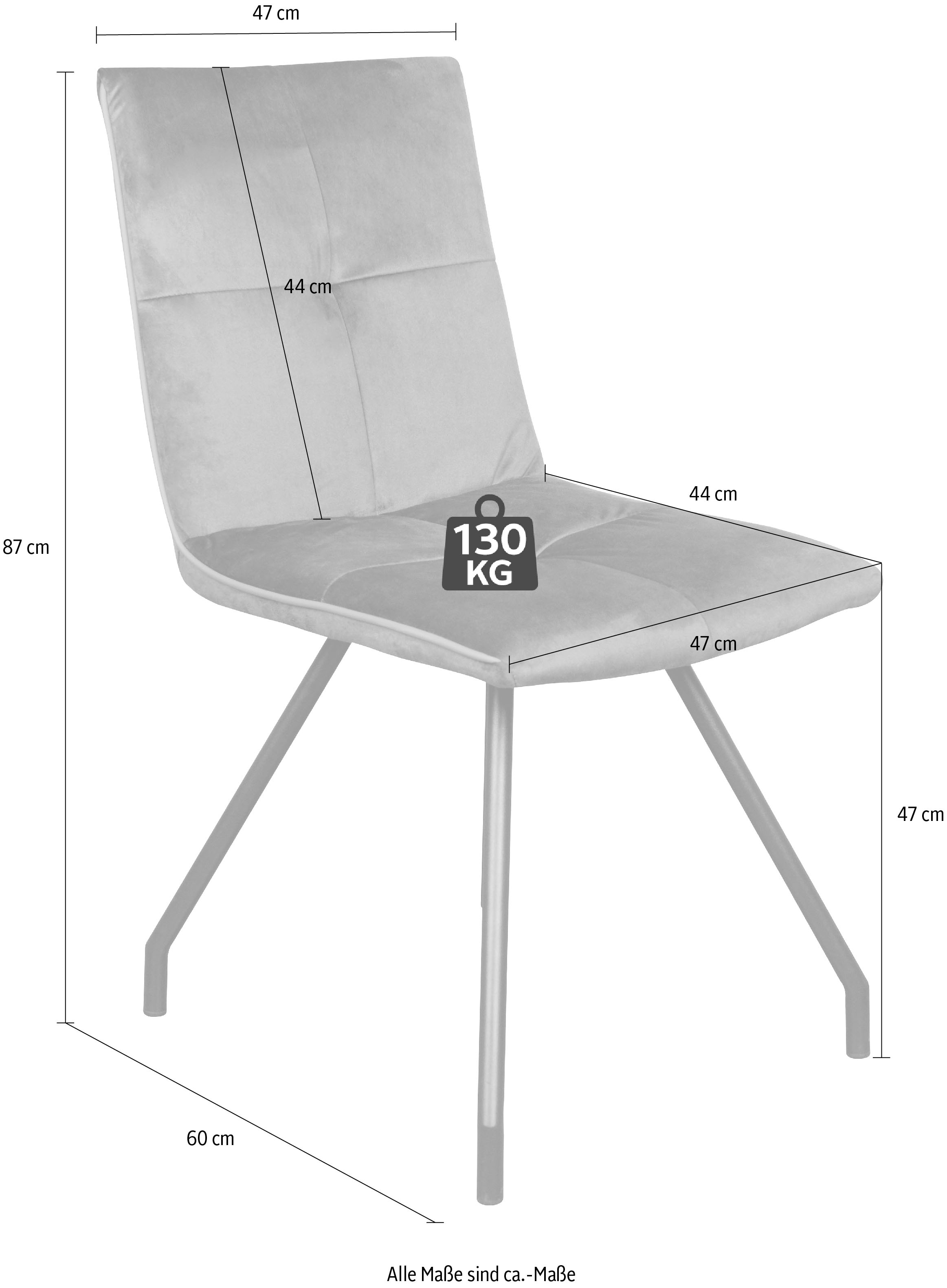 Kayoom Polsterstuhl »Stuhl Eaden 125 2er-Set, samtiger Stoffbezug, Paspel aus Kunstleder«, (Set), 2 St., stilvoll, pflegeleicht, zeitgemässe Farbgebung, samtiger Stoffbezug