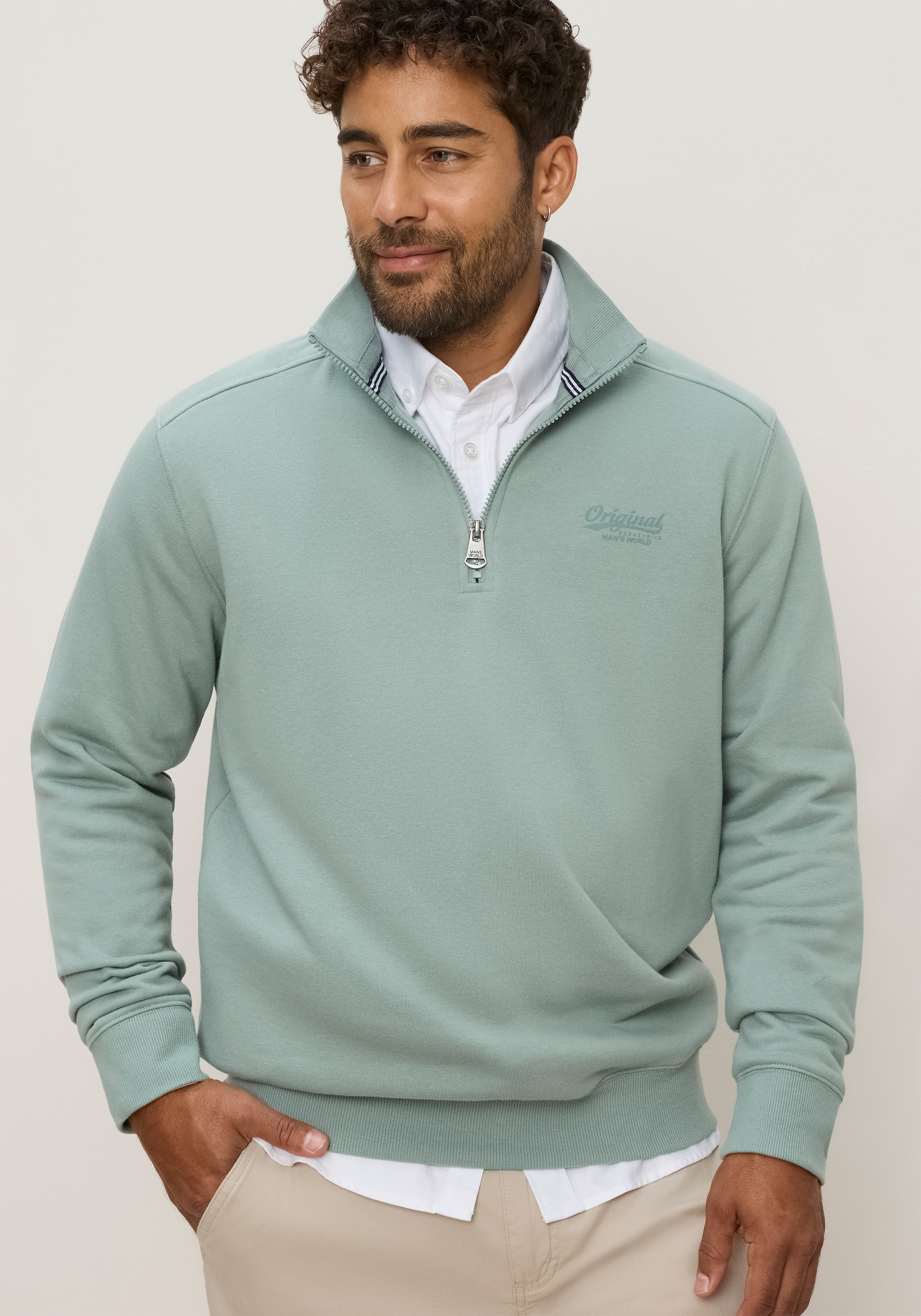 Image of Mans World Sweatshirt, mit Troyerkragen, normale Passform, auch in grossen Grössen