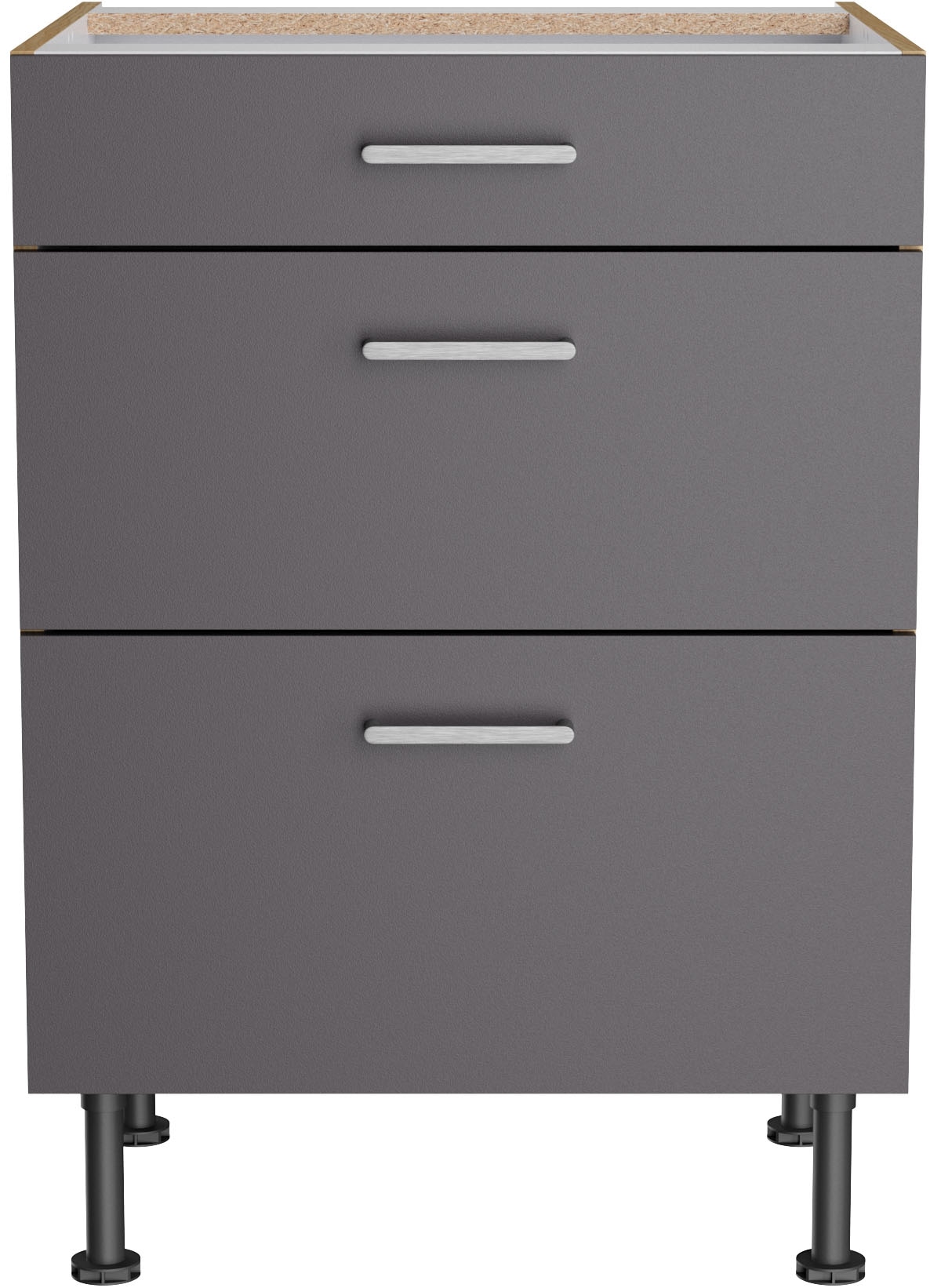 KOCHSTATION Unterschrank »KS-Lucy« Breite 60 cm, 1 Schubkasten, 2 Auszügen, Soft-Close, verstellb. Füsse