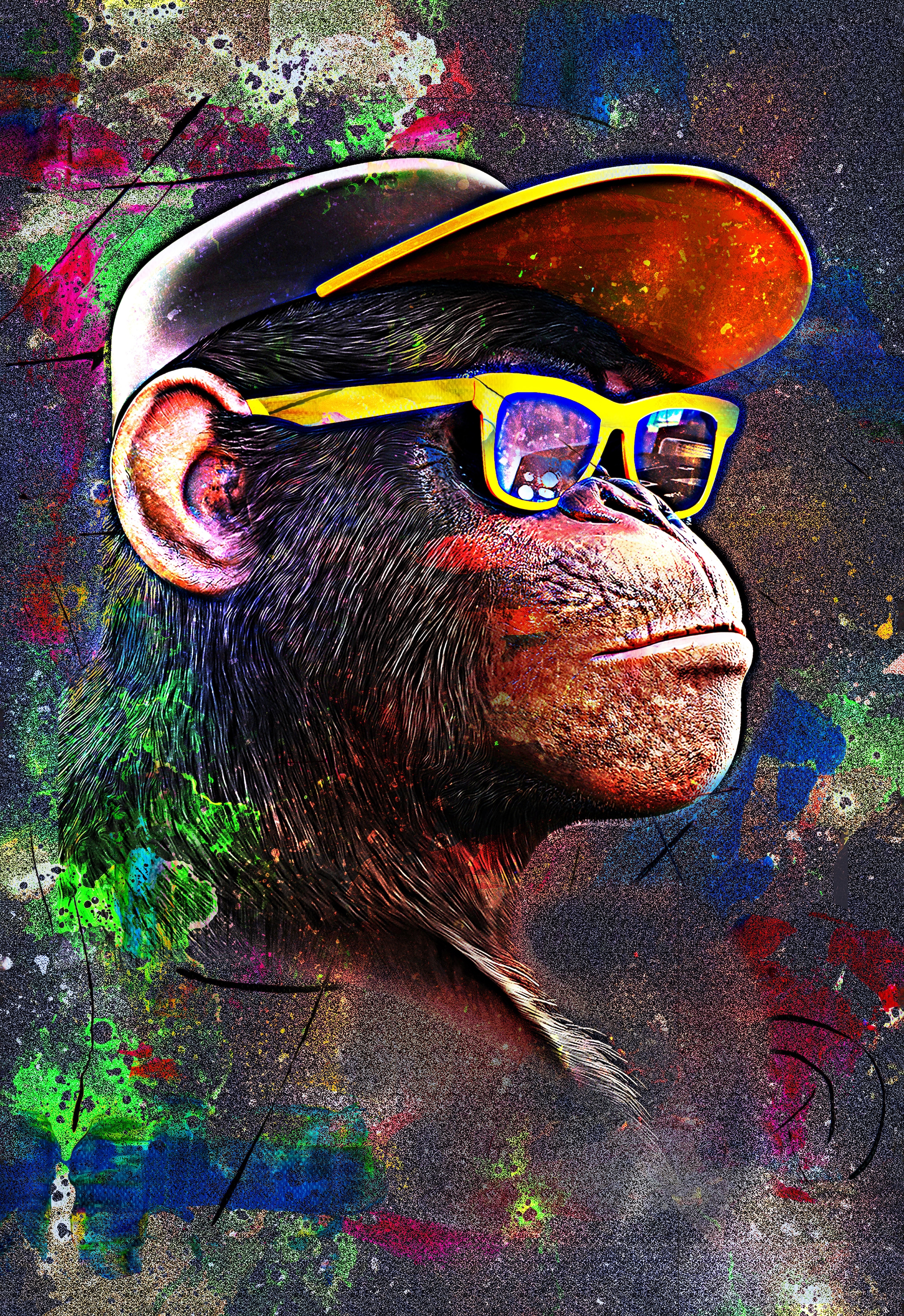 Image of Affengeilebilder Leinwandbild "Affengeil Sonnenbrille Abstrakt by Juliano de Araujo Keilrahmen" 1 Stk. tlg. Kunstdruck Wandbild Bild in verschiedenen Formaten