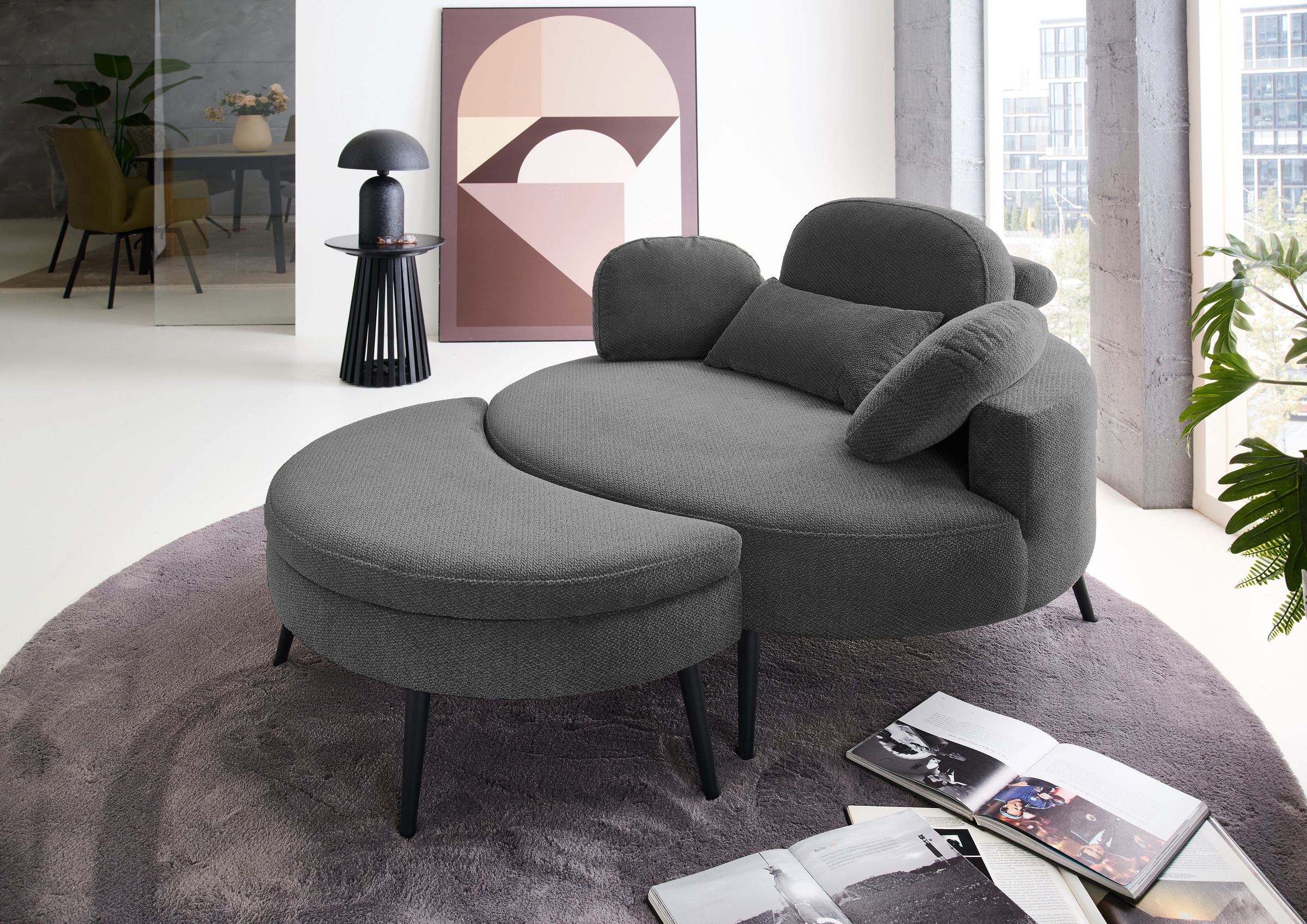 Image of GOODproduct Loveseat "Riko Sessel, B: 110 cm, Sitzhöhe: 44 cm" XXL- Sessel, mit Stauraumhocker, Rückenstütze & 4 Zierkissen