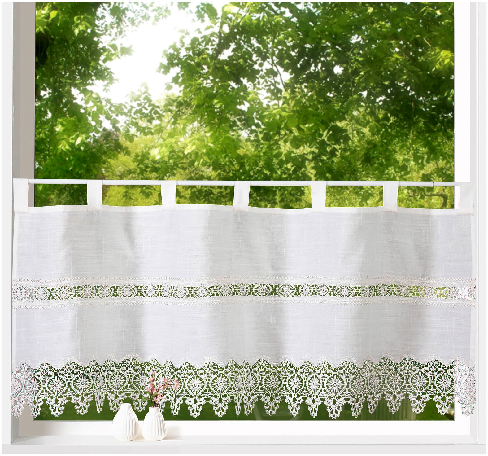 Weckbrodt Scheibengardine »Tamino«, (1 St.), Bistro, Gardine, blickdicht, Häkelborte u.Bordüre, HxB 45x120cm, Store