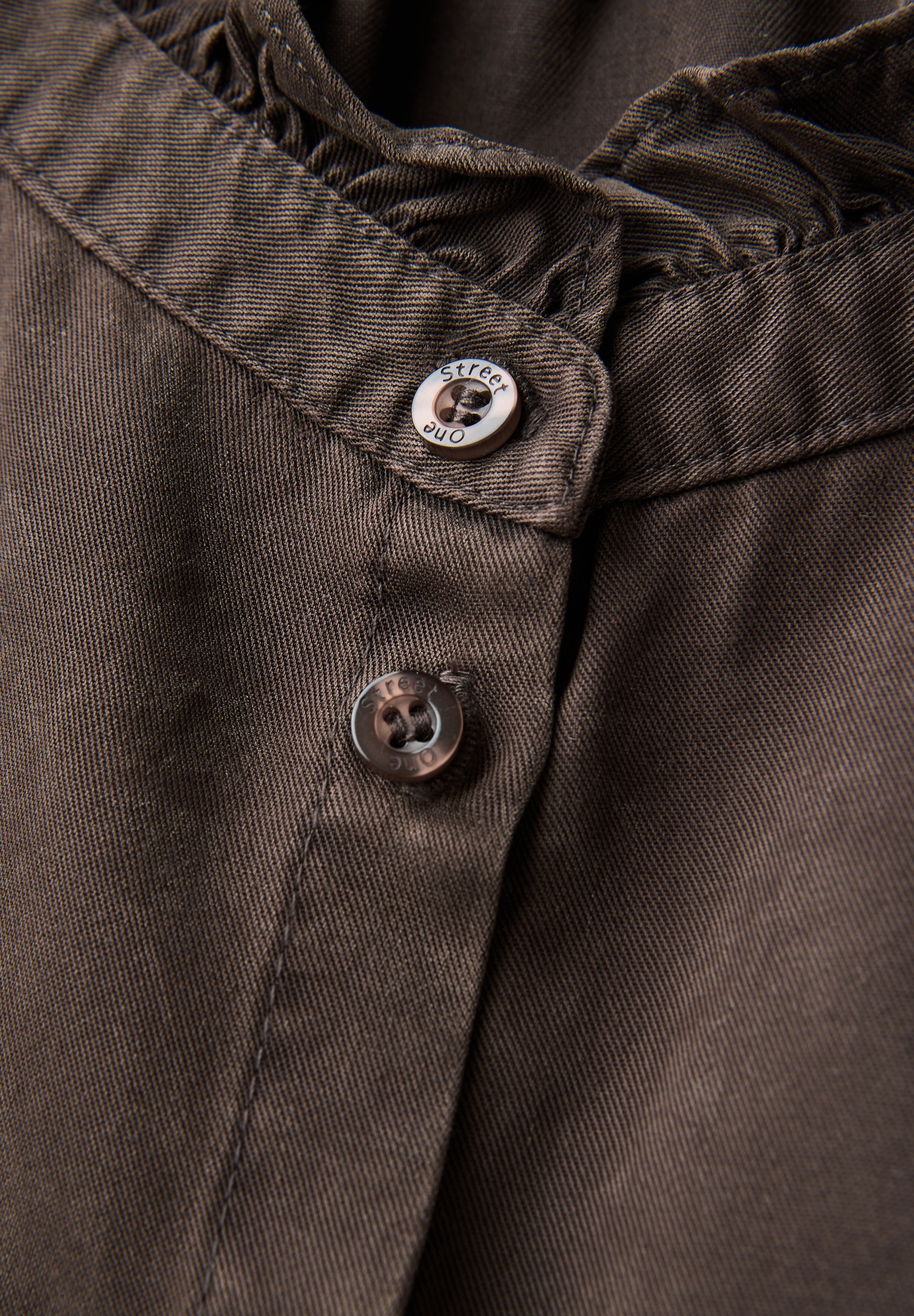 STREET ONE Langarmbluse, mit Rüschendetails, Washed Look