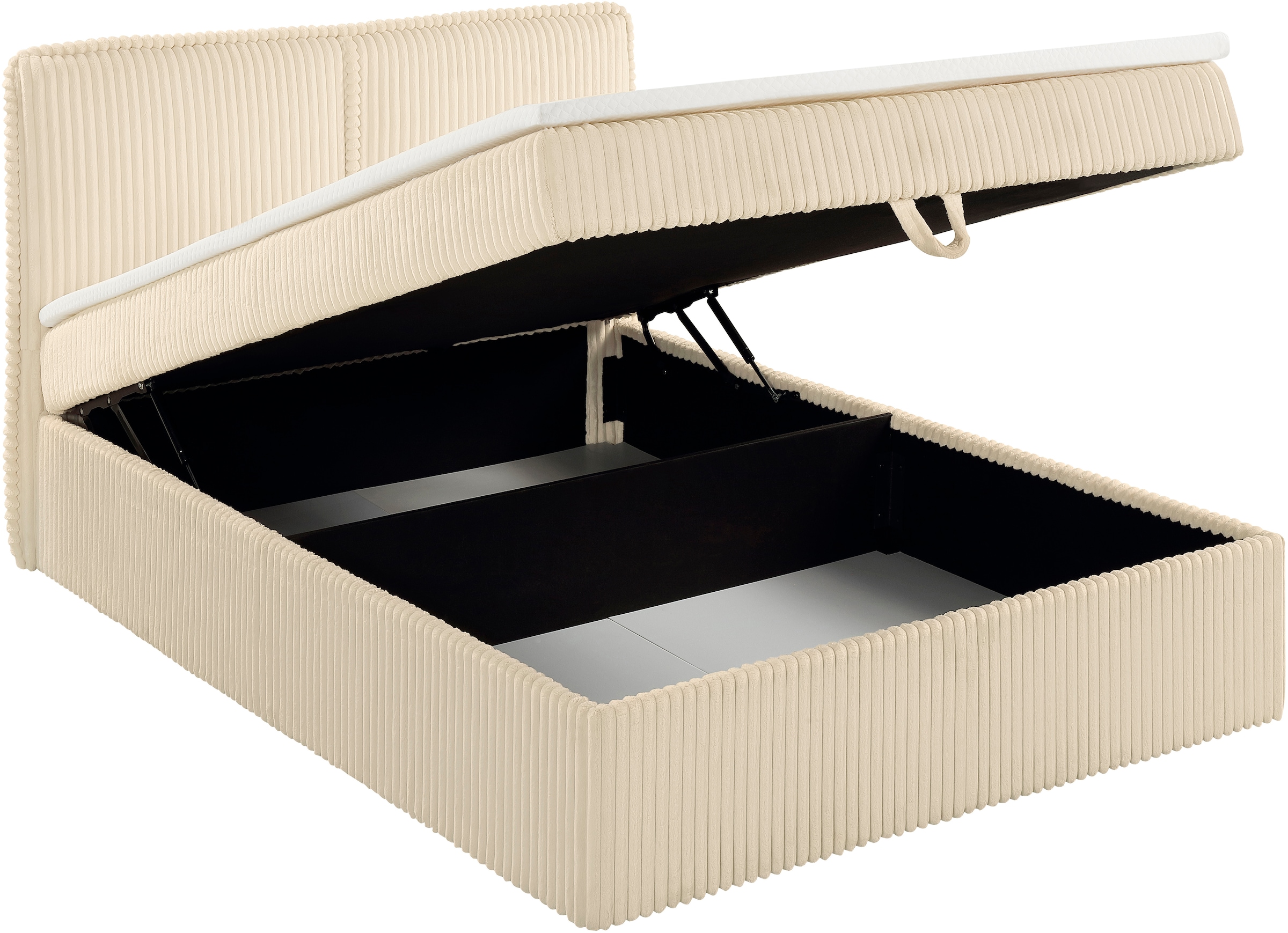 GOODproduct Polsterbett »TIFFANY, Boxbett mit Bettkasten, inkl. Taschenfederkernmatratze (H3)« mit Kaltschaumtopper, Breitcord-Bezug, 140x200 & 180x200 cm