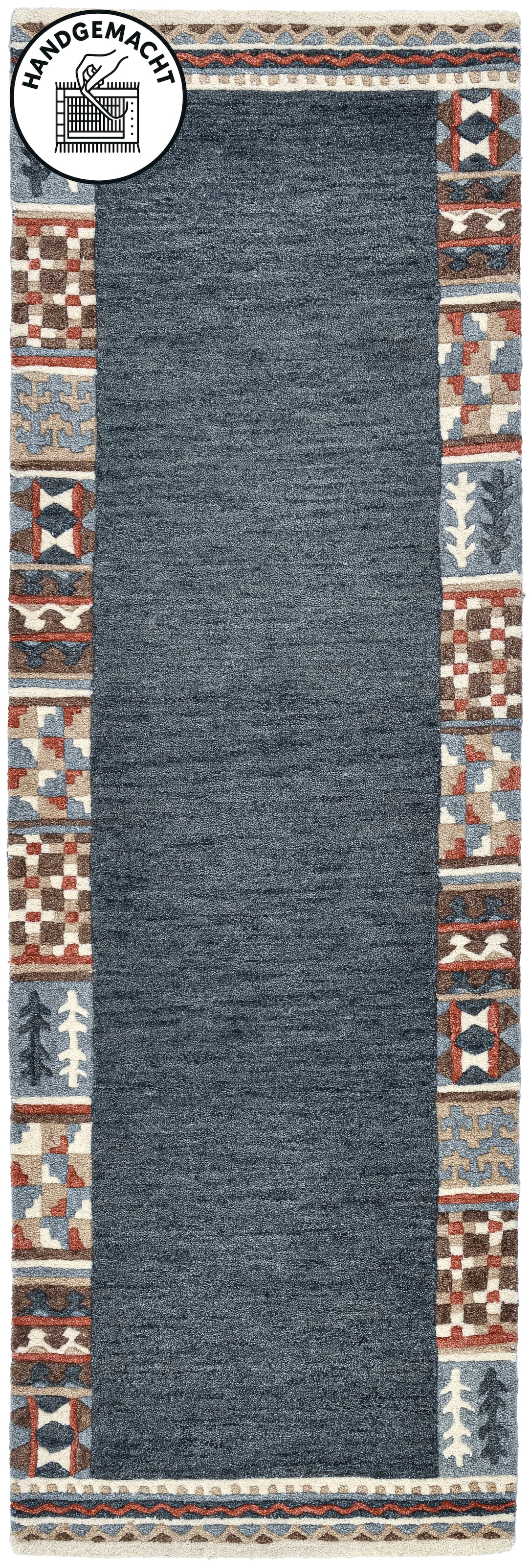 Image of THEKO Läufer "Nuno, reine Wolle, Handgefertigt, mit Bordüre" rechteckig 14 mm Höhe handgetuftet, Brücke, Wohnzimmer, Schlafzimmer, Esszimmer