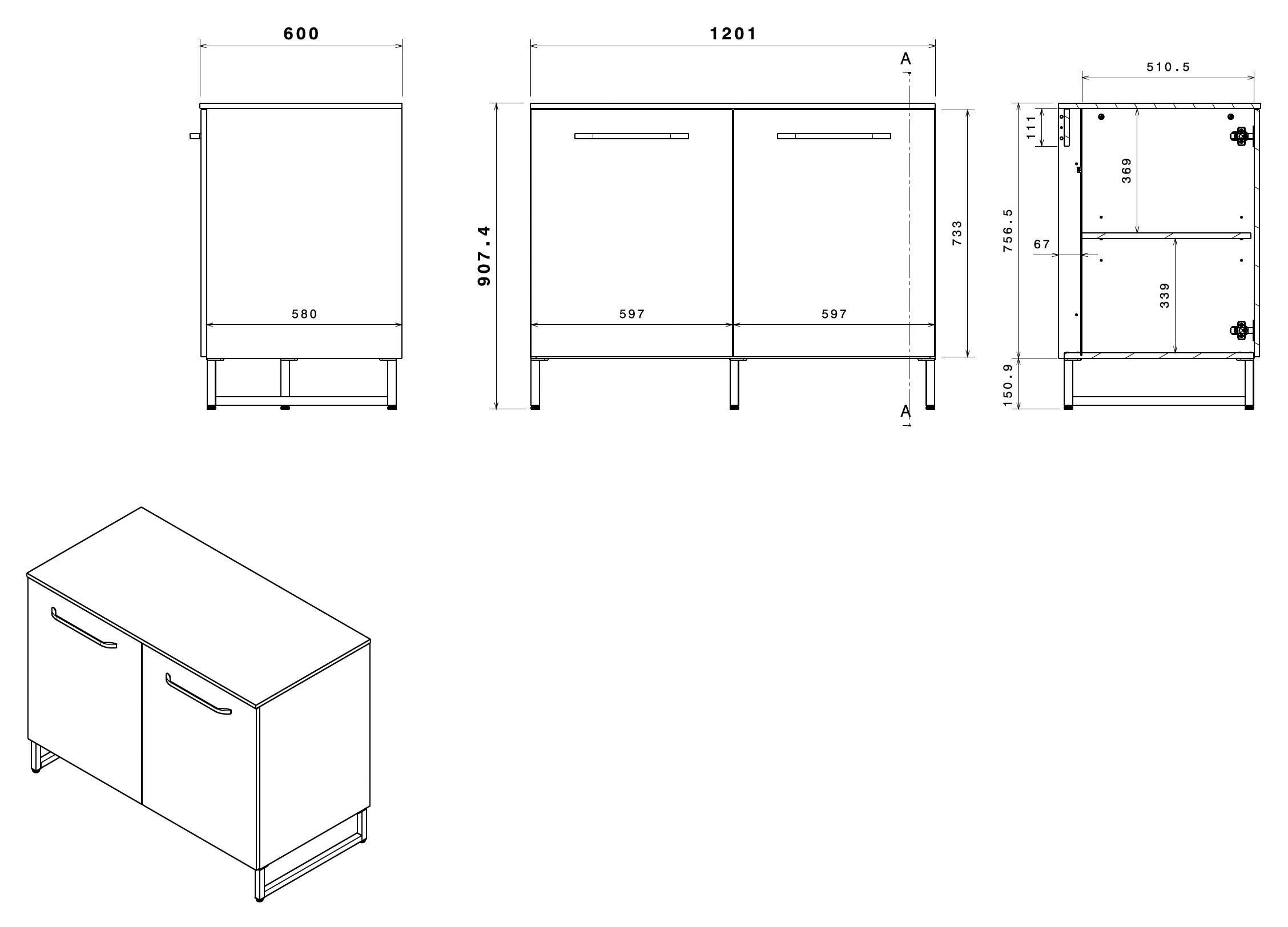 Parisot Schrank-Set »Wave 1, Küchenschrank, Buffetset, Küche« Set, 4xUnterschrank, Theke/Arbeitsplattenergänzung.,3x Hochschrank, Regal, 9 Stk. tlg.