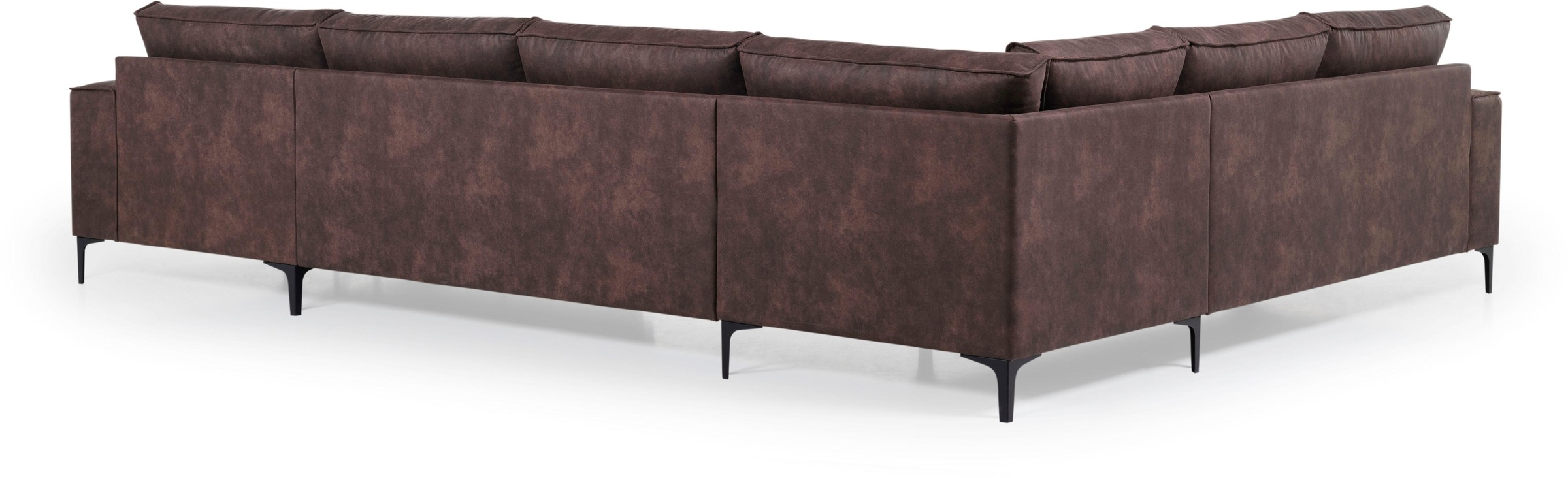 Places of Style Wohnlandschaft »XXL Sofa Oland, Struktur, Flachgewebe, Luxus-Microfaser, Boucle«, U-Form, 342 cm, Wellenunterfederung, Skandi-Design, Metallfüsse