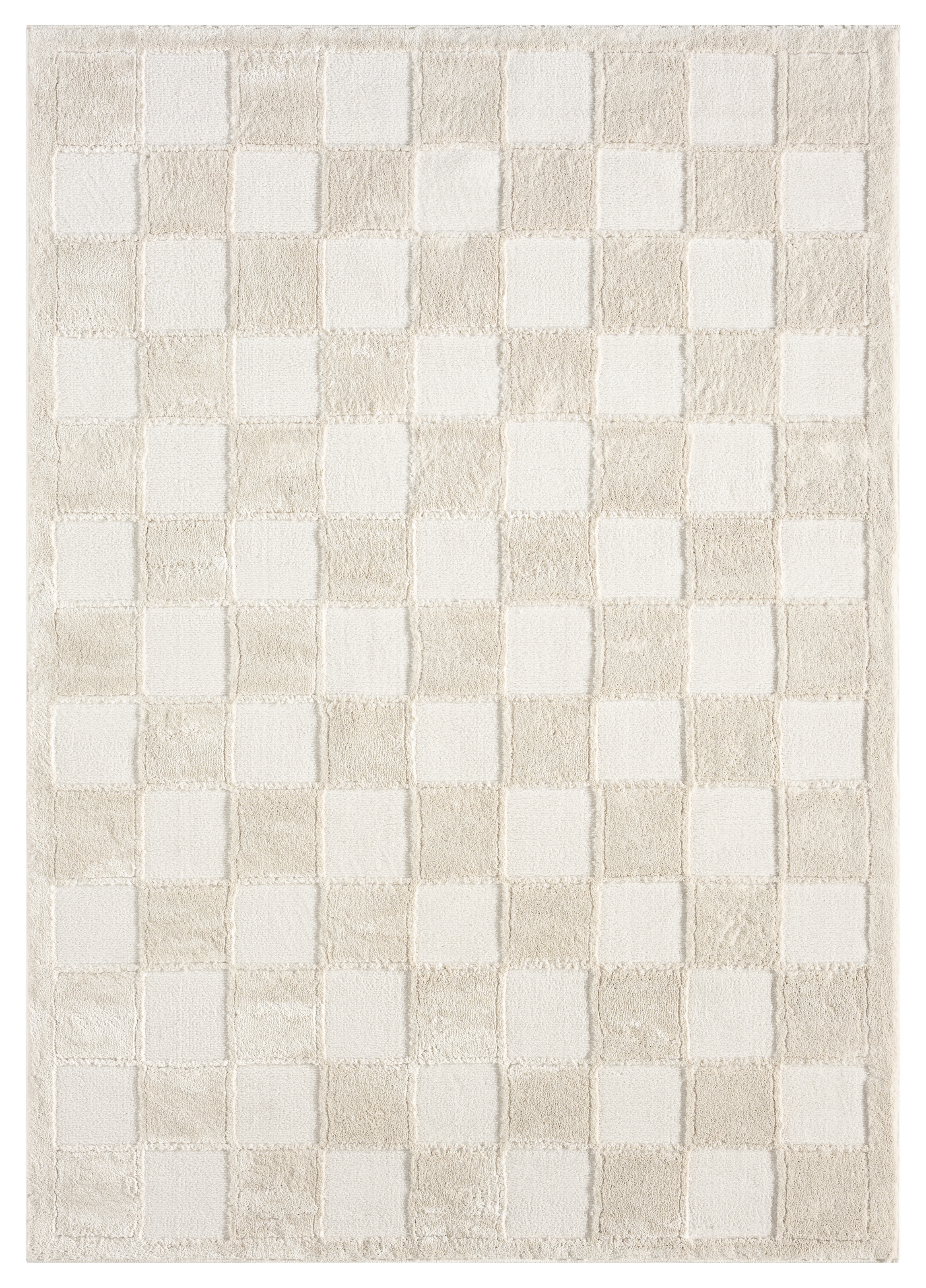 GOODproduct Tapis »Belion, Hoch-Tief-Struktur, Karo-Muster« Rectangulaire 19 mm Höhe leichter Glanz, Schachbrettmuster, Modern, Wohnzimmer, Schlafzimmer