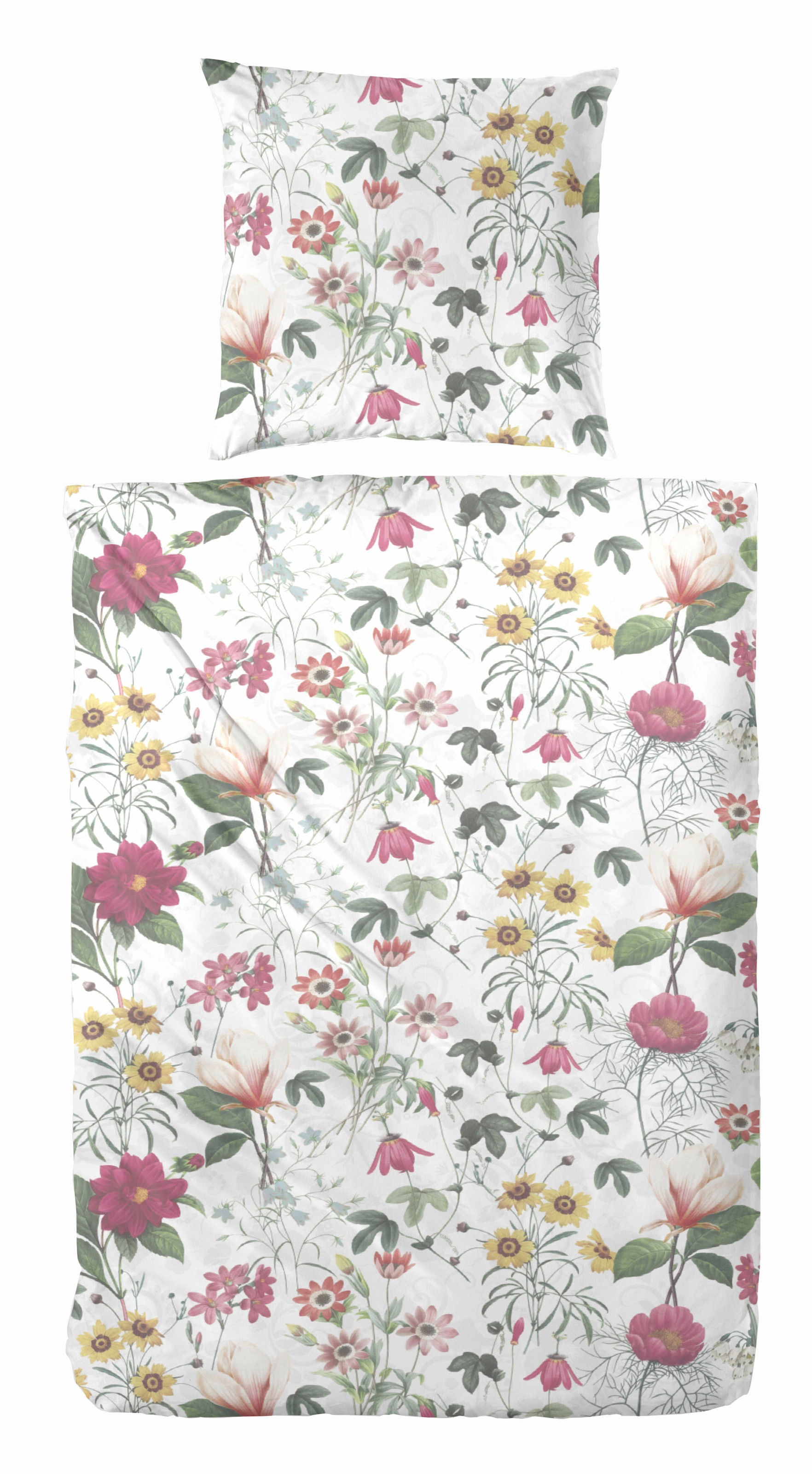Image of Primera Bettwäsche "Mako-Satin Bettwäsche Wilder Garten" 2 Stk. mit einem romantischen Blumenmuster