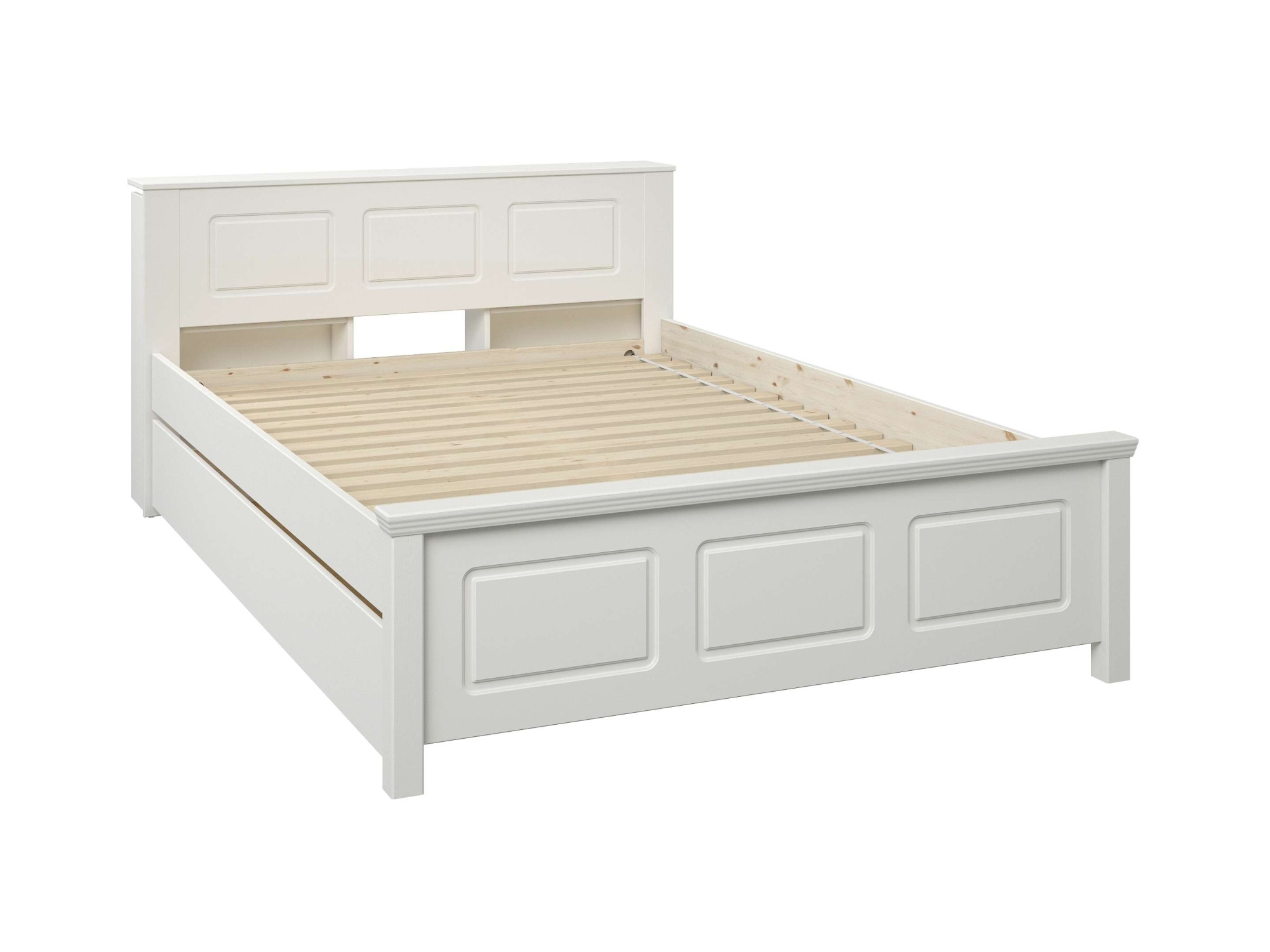 GOODproduct Lit »Malme, mit unsichtbaren, herausziehbaren Regalen, maximaler Stauraum« ,  y compris sommier à lattes, fabriqué en UE, bois massif certifié FSC®