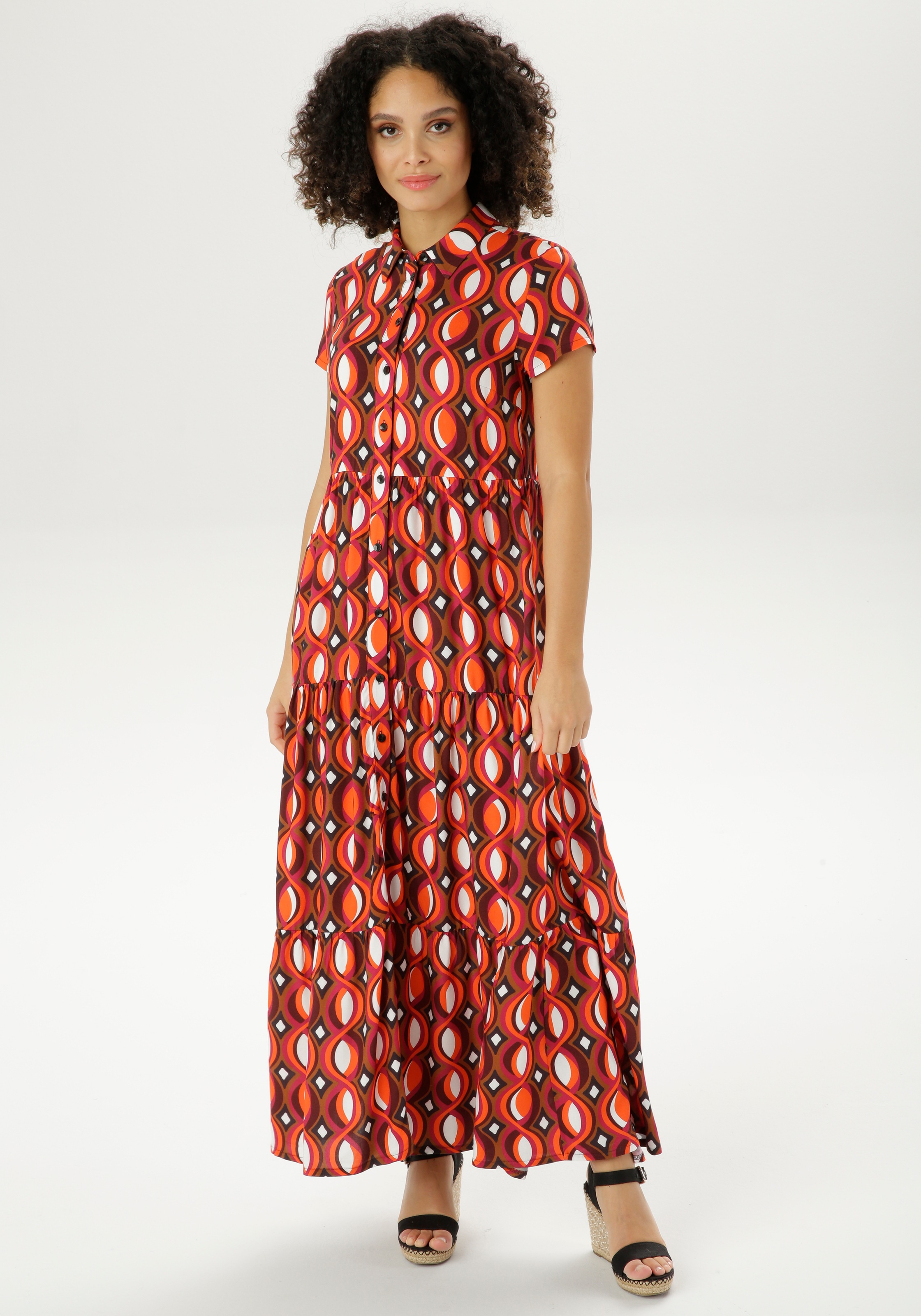 Aniston CASUAL Maxikleid, im farbharmonischem Retro-Druck - NEUE KOLLEKTION kaufen