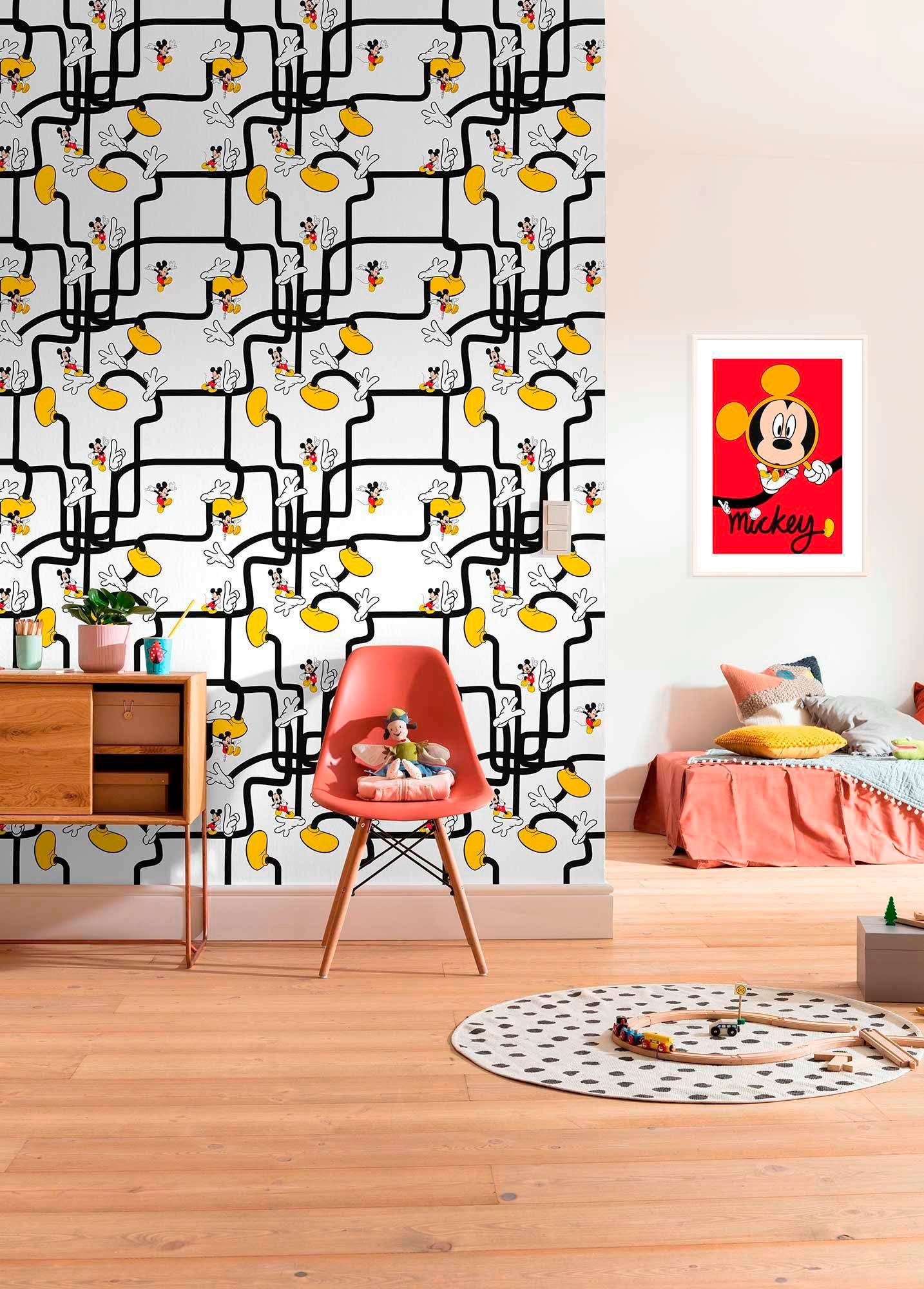 Komar Vliestapete »Digitaldruck Vlies - Mickey Mouse Foot Labyrinth - Grösse 200 x 280 cm«, bedruckt, Kinderzimmer