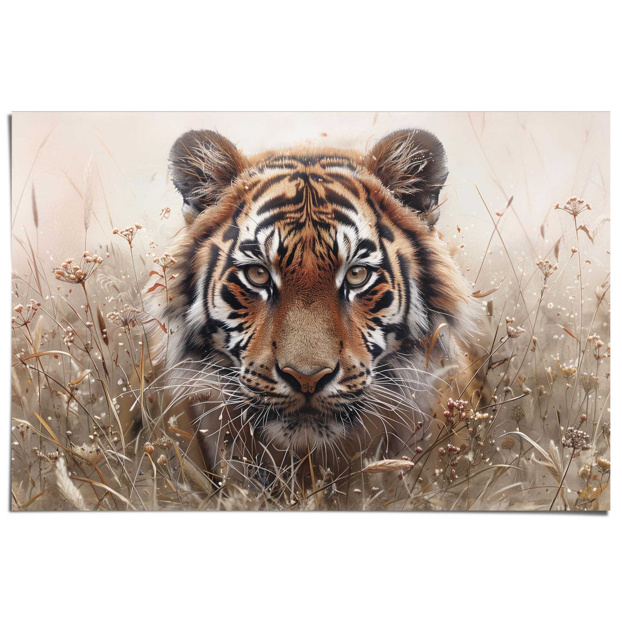 Image of Reinders Poster "Hunting Tiger" Wohnzimmer - Beige - 150 gr. Papier - Tiere - 91,5x61 cm