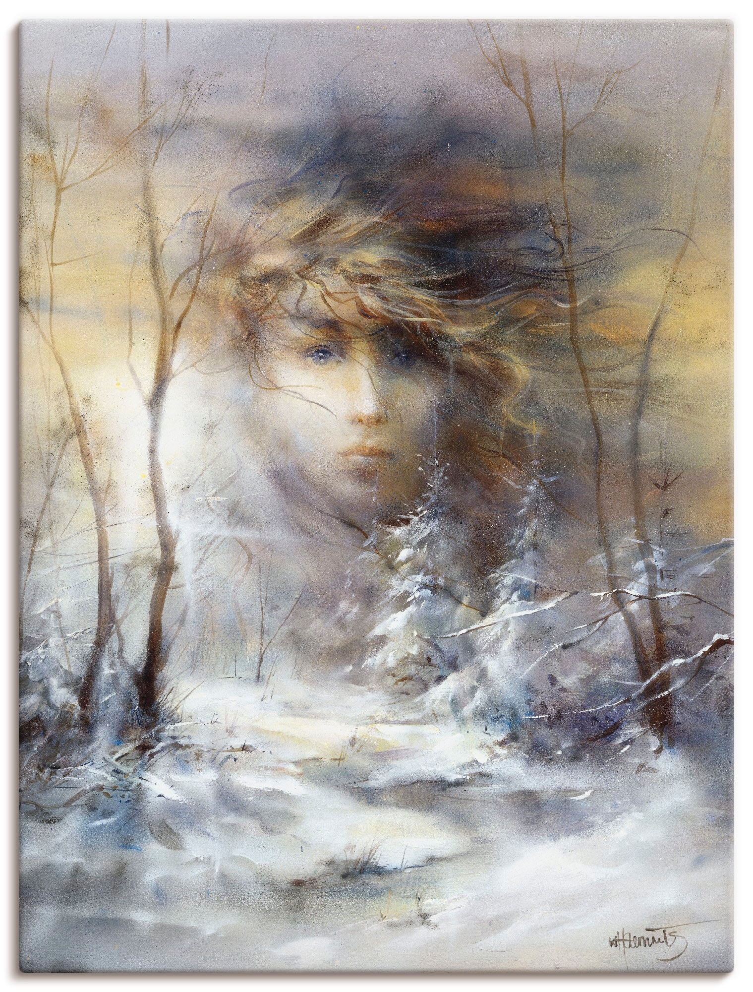 Image of Artland Leinwandbild "Winter" Frau 1 Stk. tlg. auf Holzrahmen gespannt