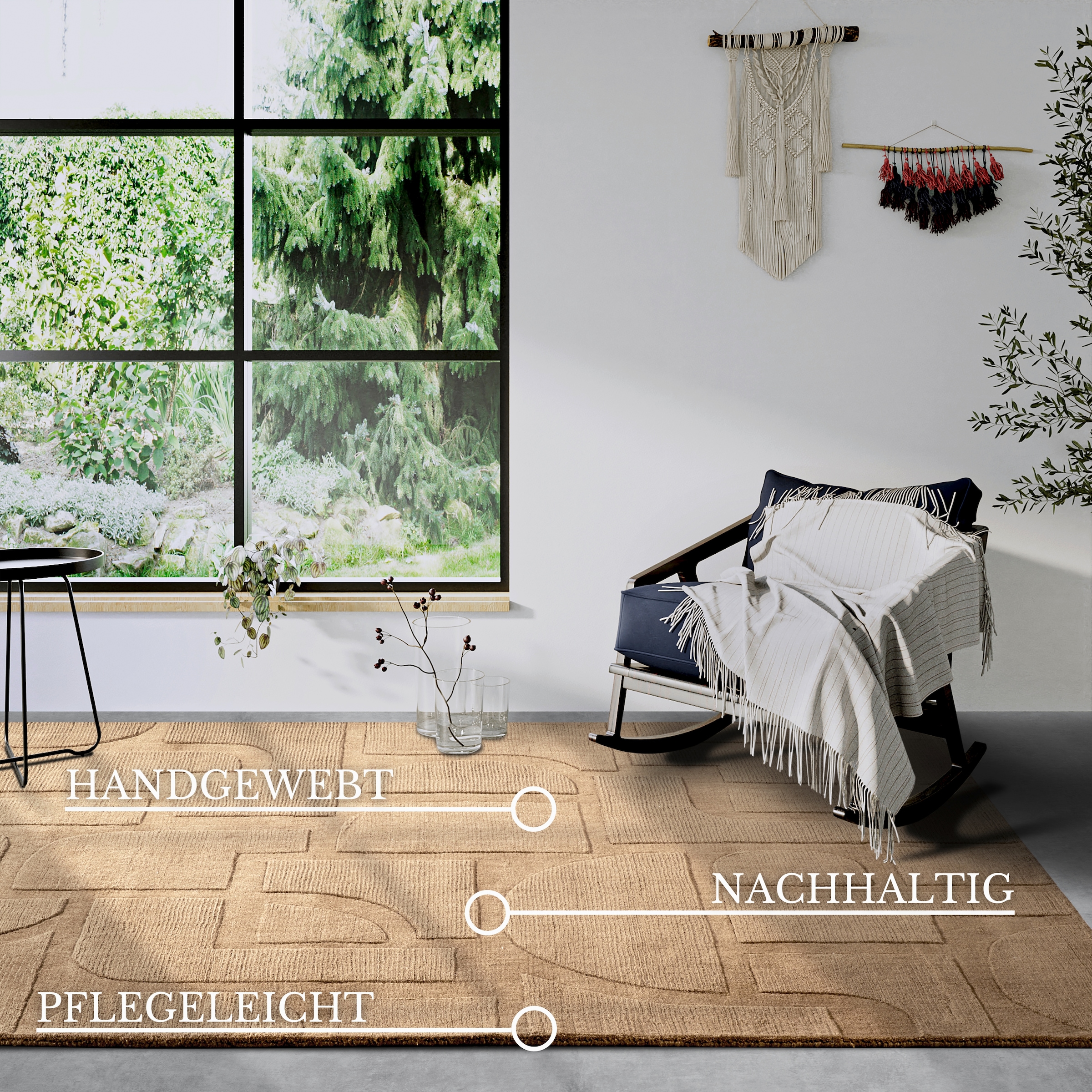 Villeroy & Boch Tapis en laine »Alexis« Rectangulaire 10 mm Höhe Handgewebt, Wolle, Natur, Wohnzimmer, Geometrie, Boho, Design
