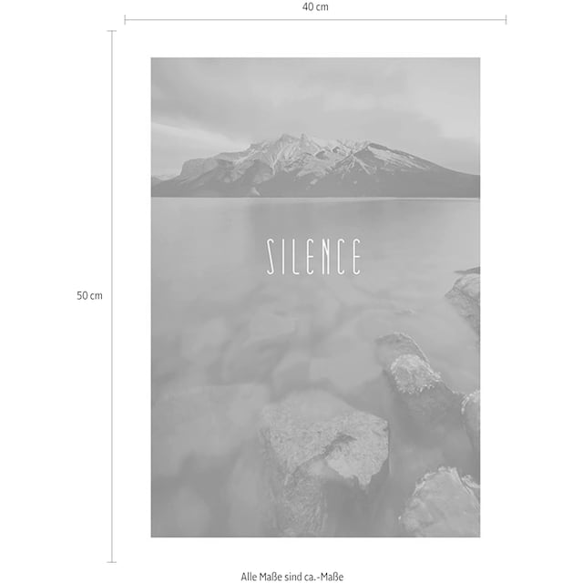Komar Poster »Word Lake Silence Steel«, Natur, (Packung, 1 St., Anzahl  Teile 1), Kinderzimmer, Schlafzimmer, Wohnzimmer
