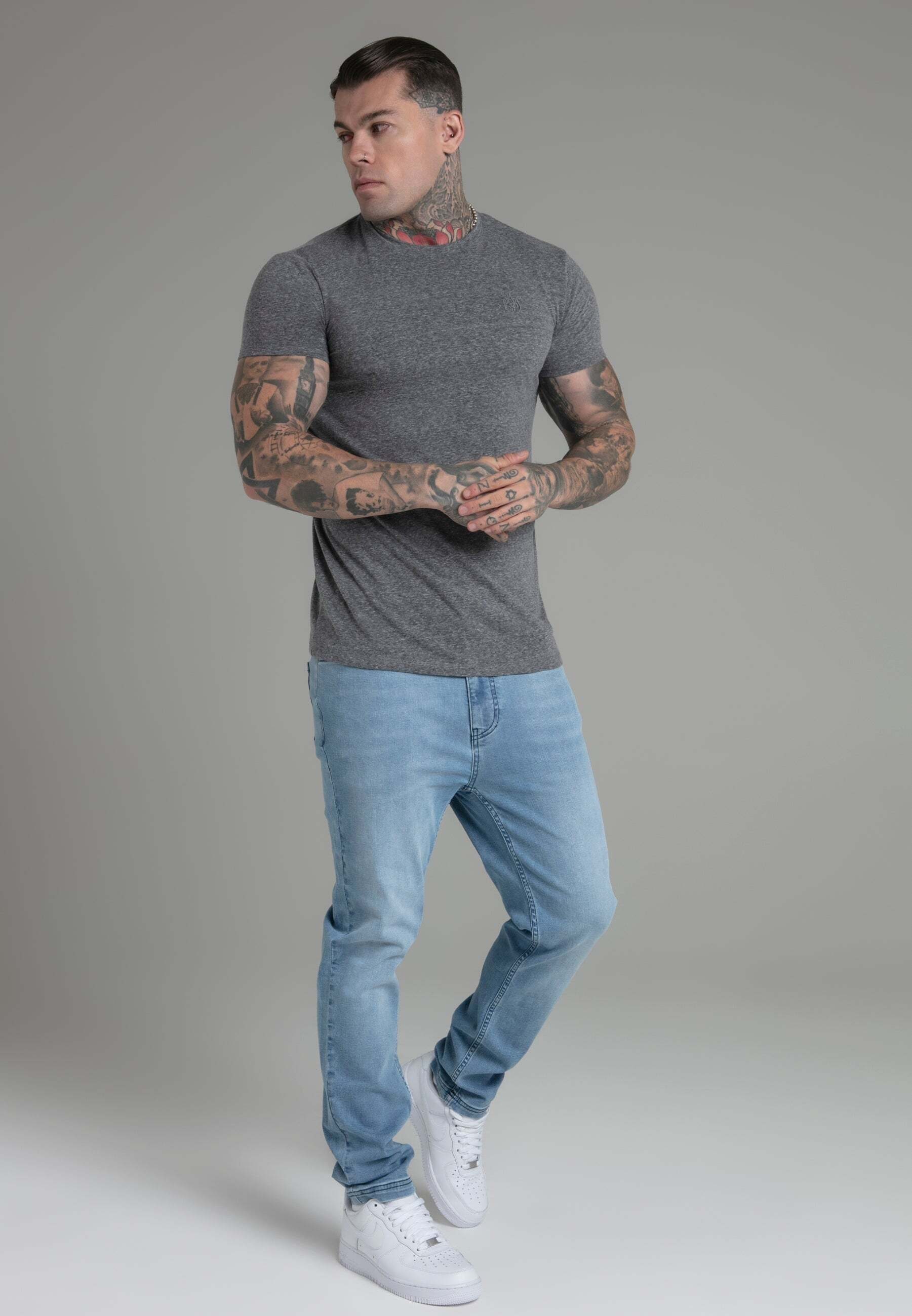 Siksilk T-Shirt »Siksilk T-Shirt Marl T-Shirt in Dark Grey«