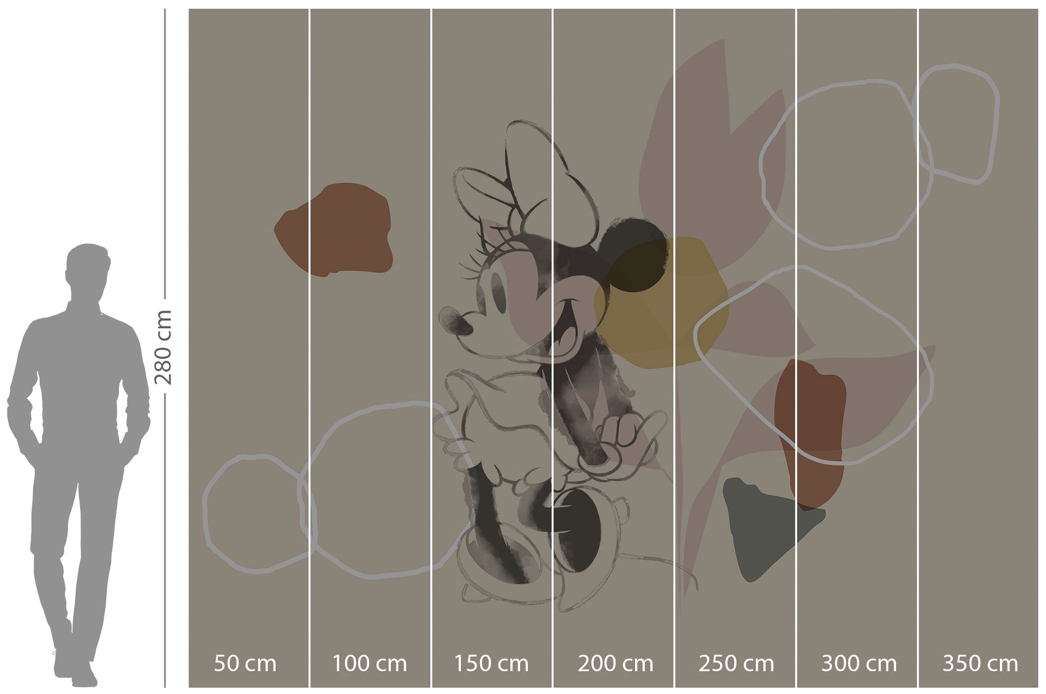 Komar Vliestapete »Digitaldruck Vlies - Minnie Soft Shapes - Grösse 350 x 280 cm«, bedruckt, Kinderzimmer
