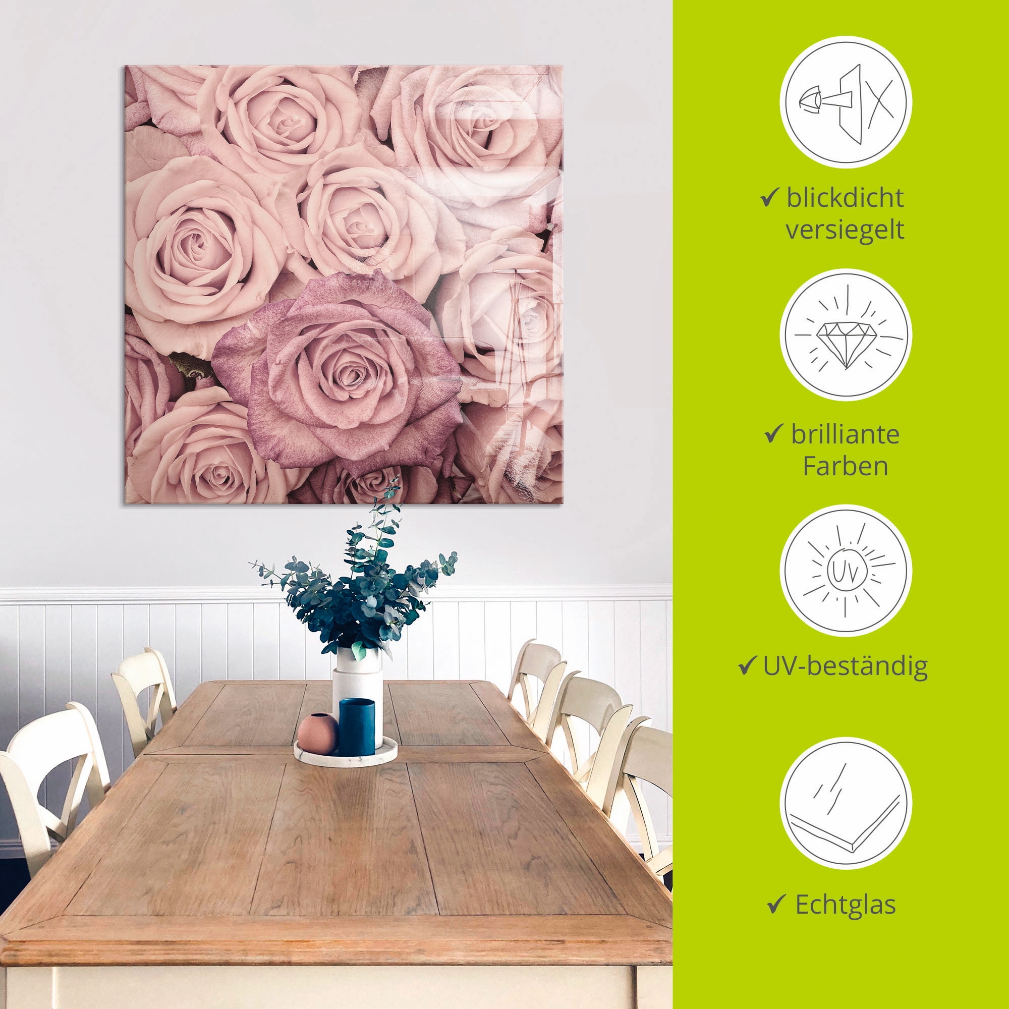 Artland Glasbild »Rosen«, Blumen, (1 St.), in verschiedenen Grössen